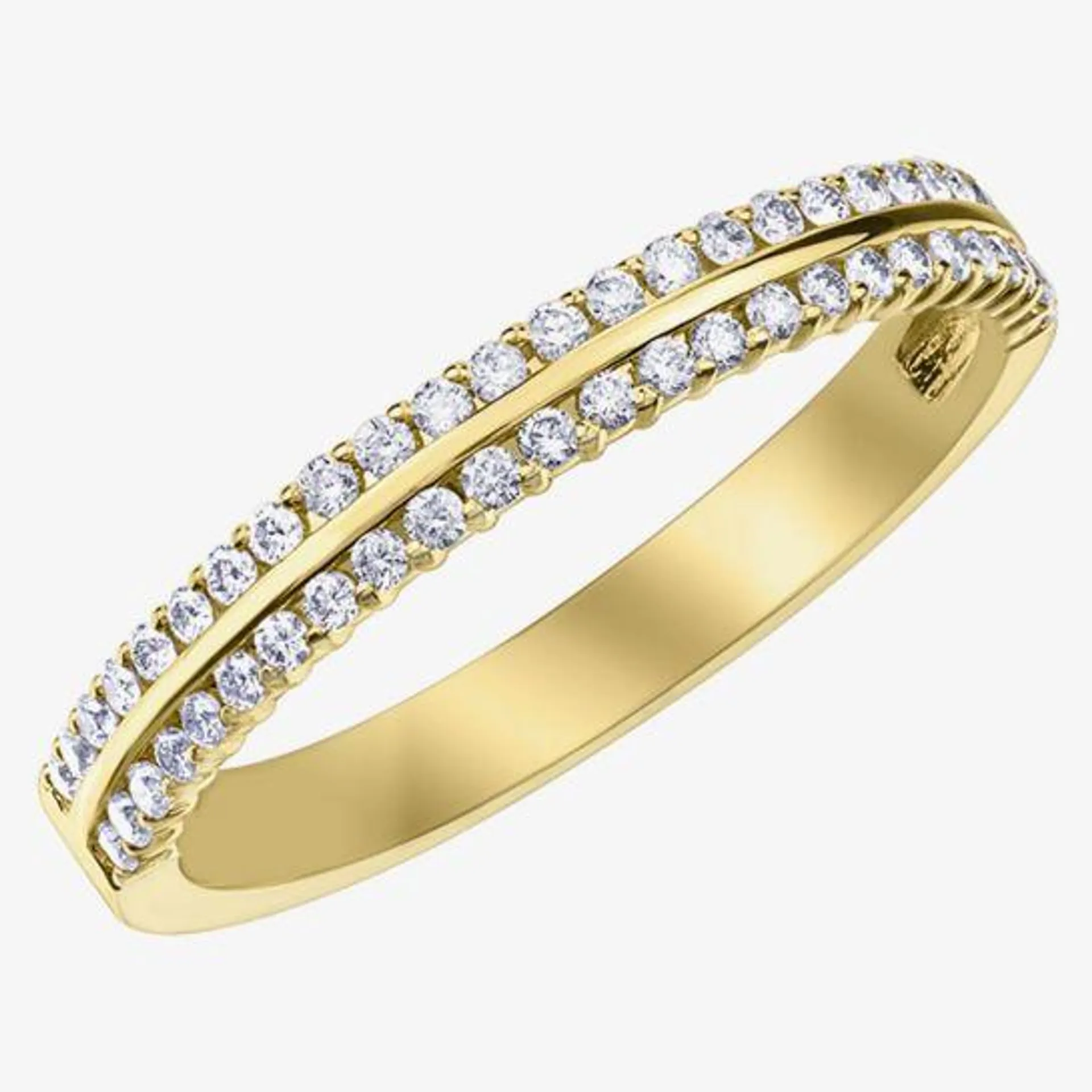 9ct Yellow Gold 0.50ct Diamond Two Row Half Eternity Ring