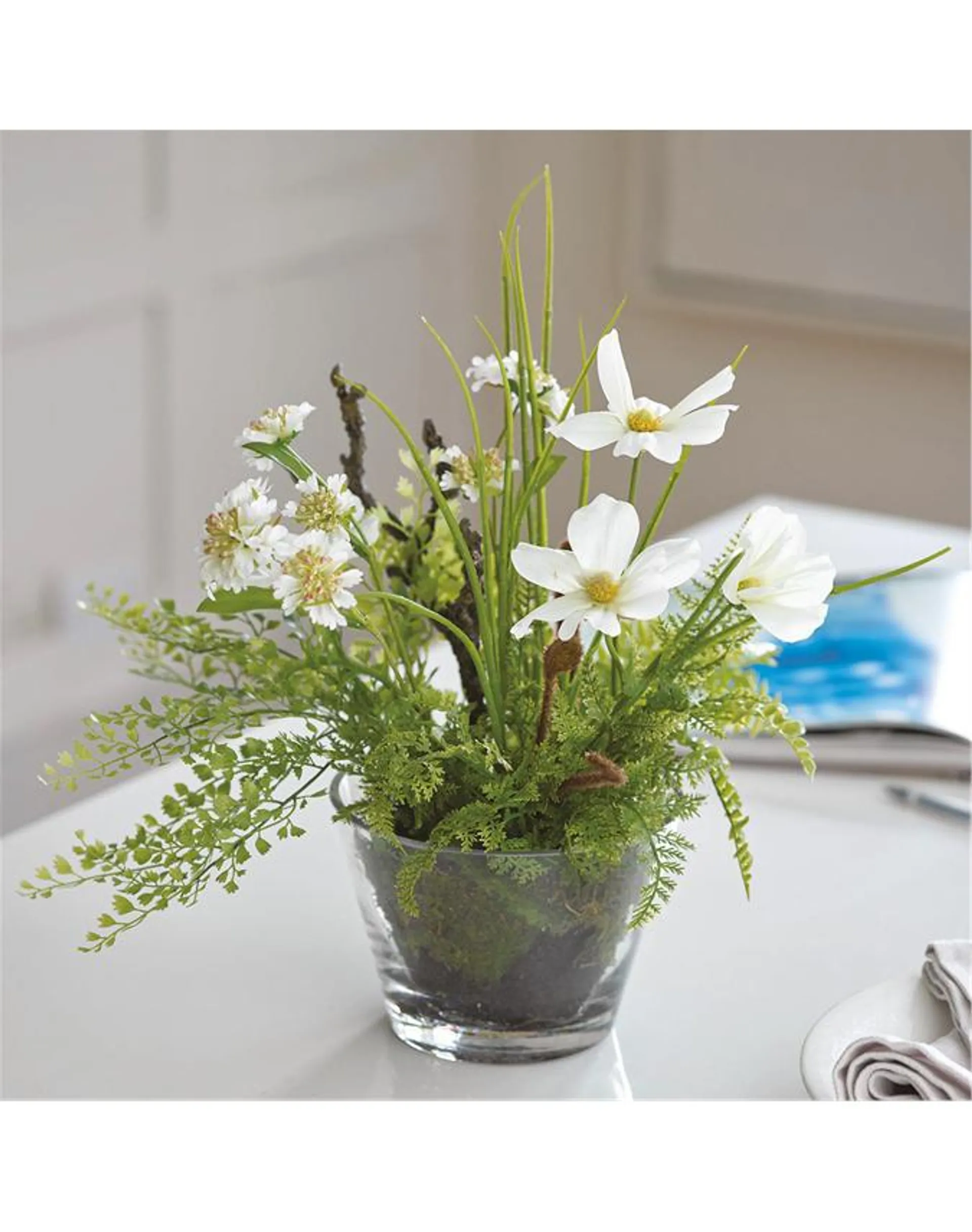 White Cosmos and Fern Garden in 1colour