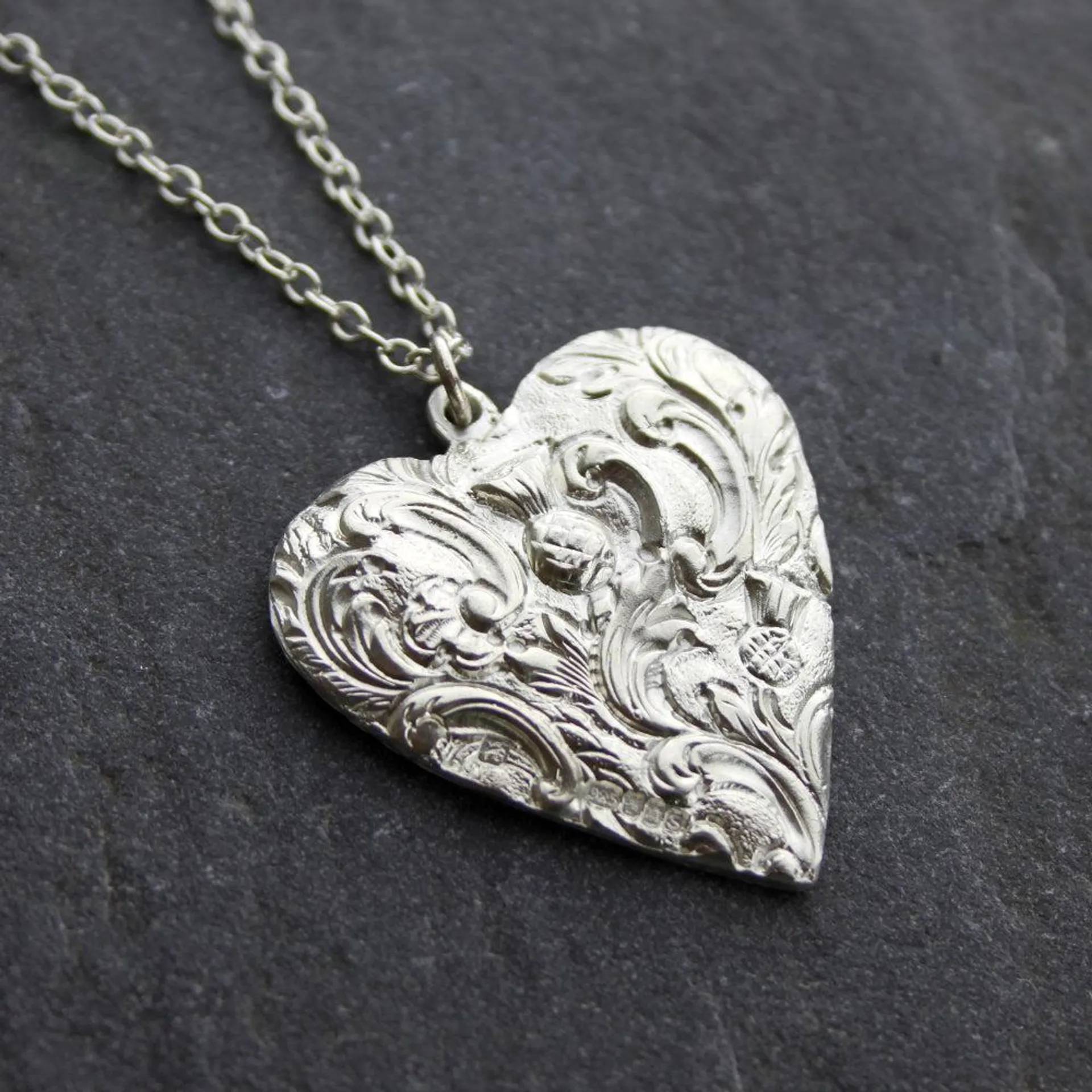 Large Thistle Heart Necklace