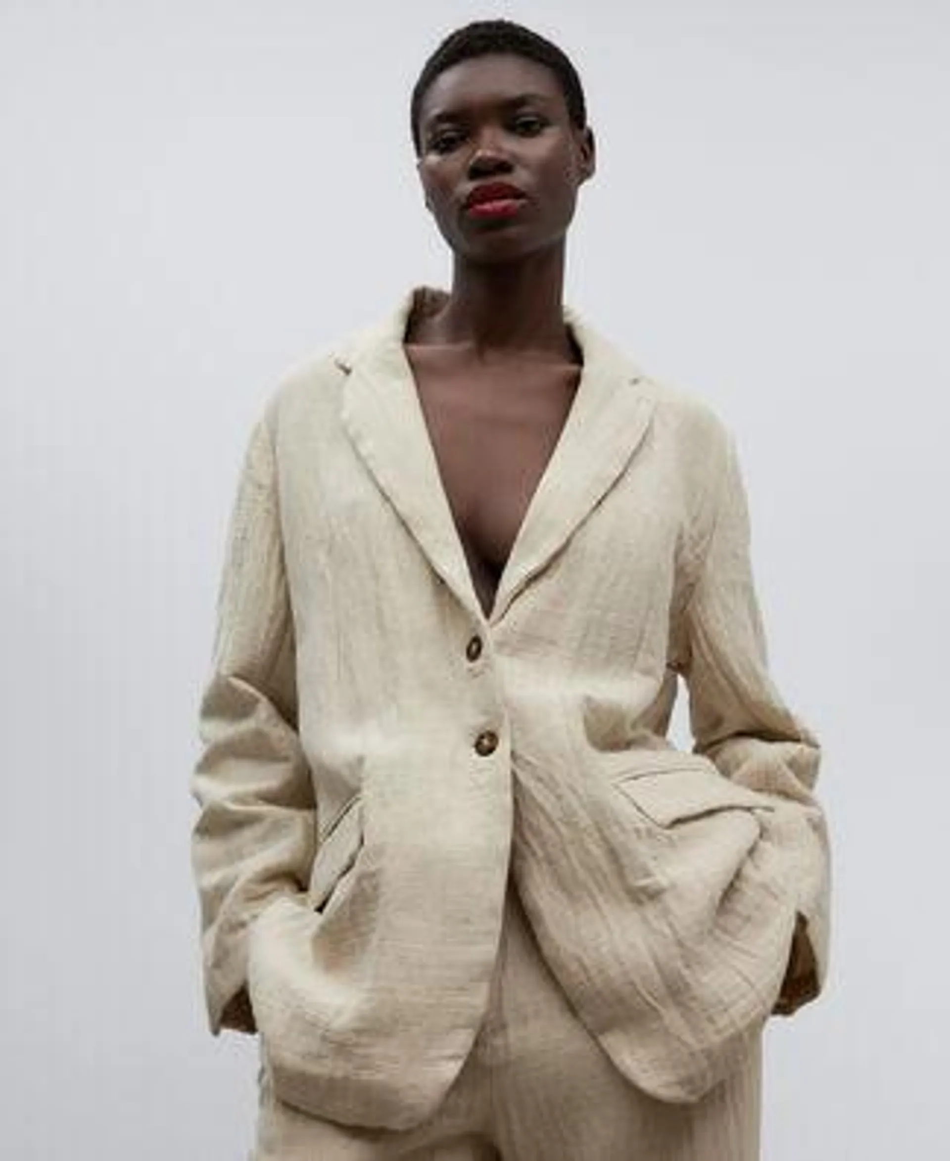 Tailored beige blazer woman