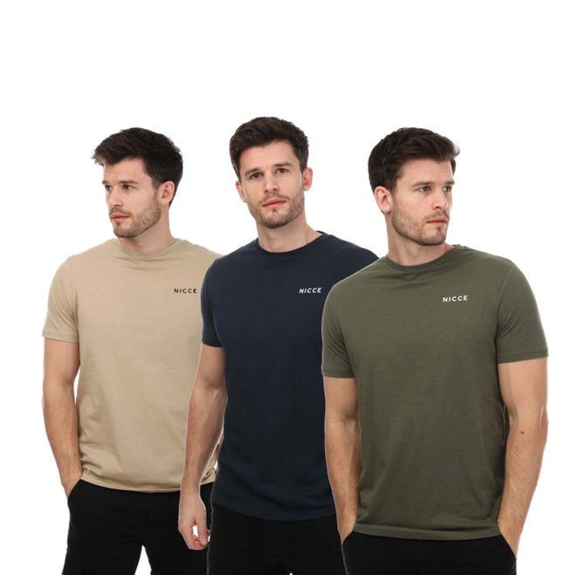 NICCE Mens Flint 3 Pack T-Shirt in Multi colour