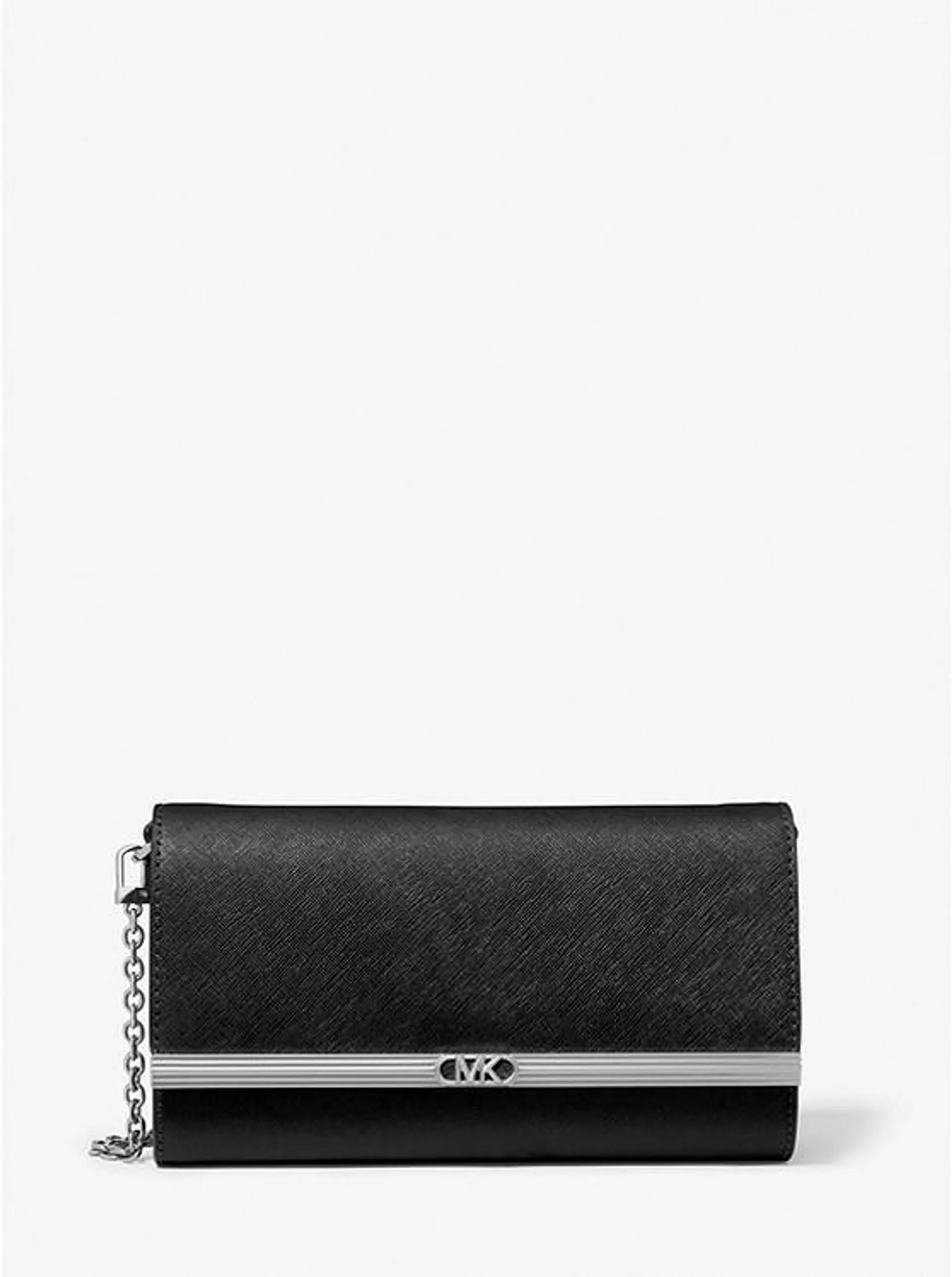 Mona Large Saffiano Leather Clutch