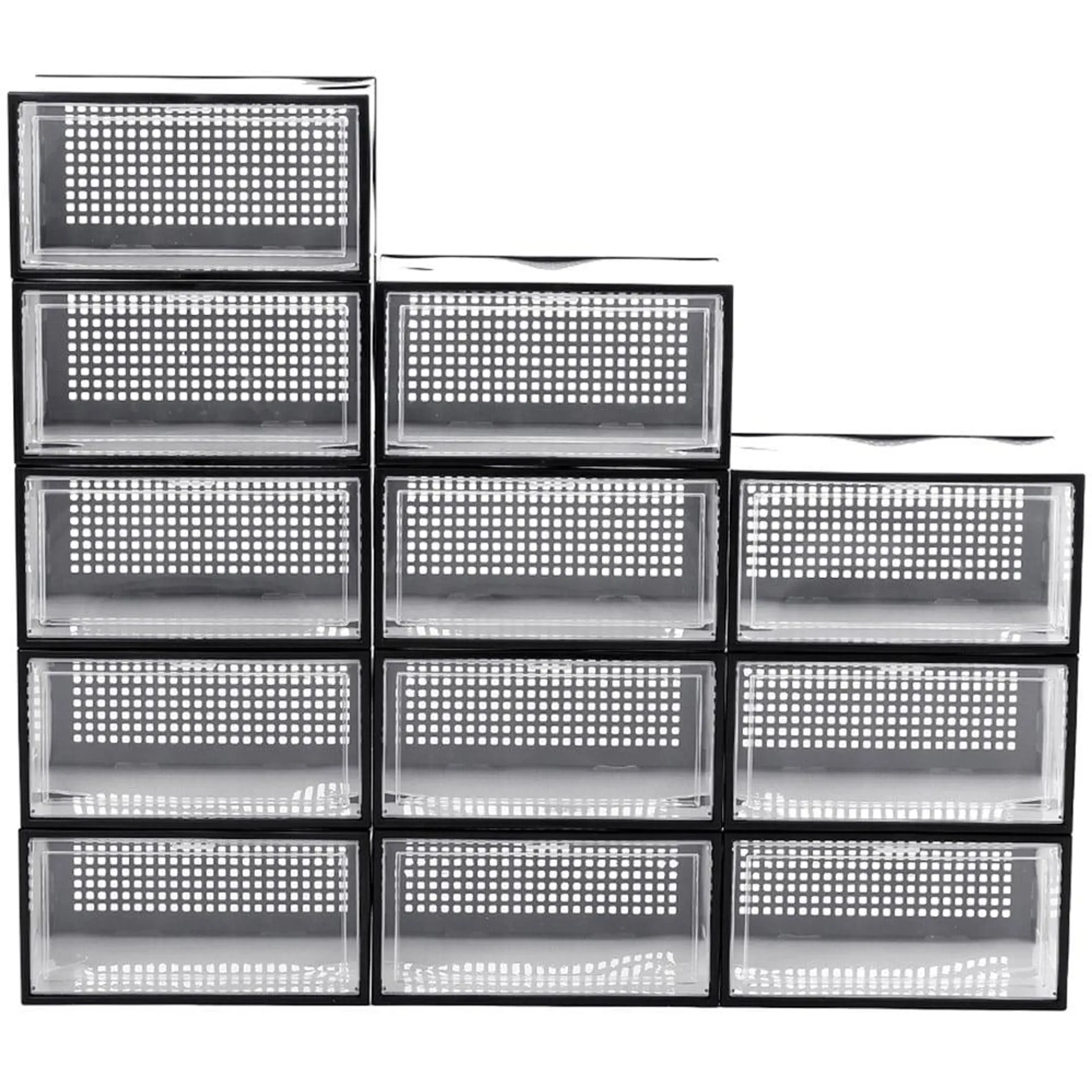 Living and Home Set of 12 Clear Plastic Stackable Shoe Storage Box 16.5cm