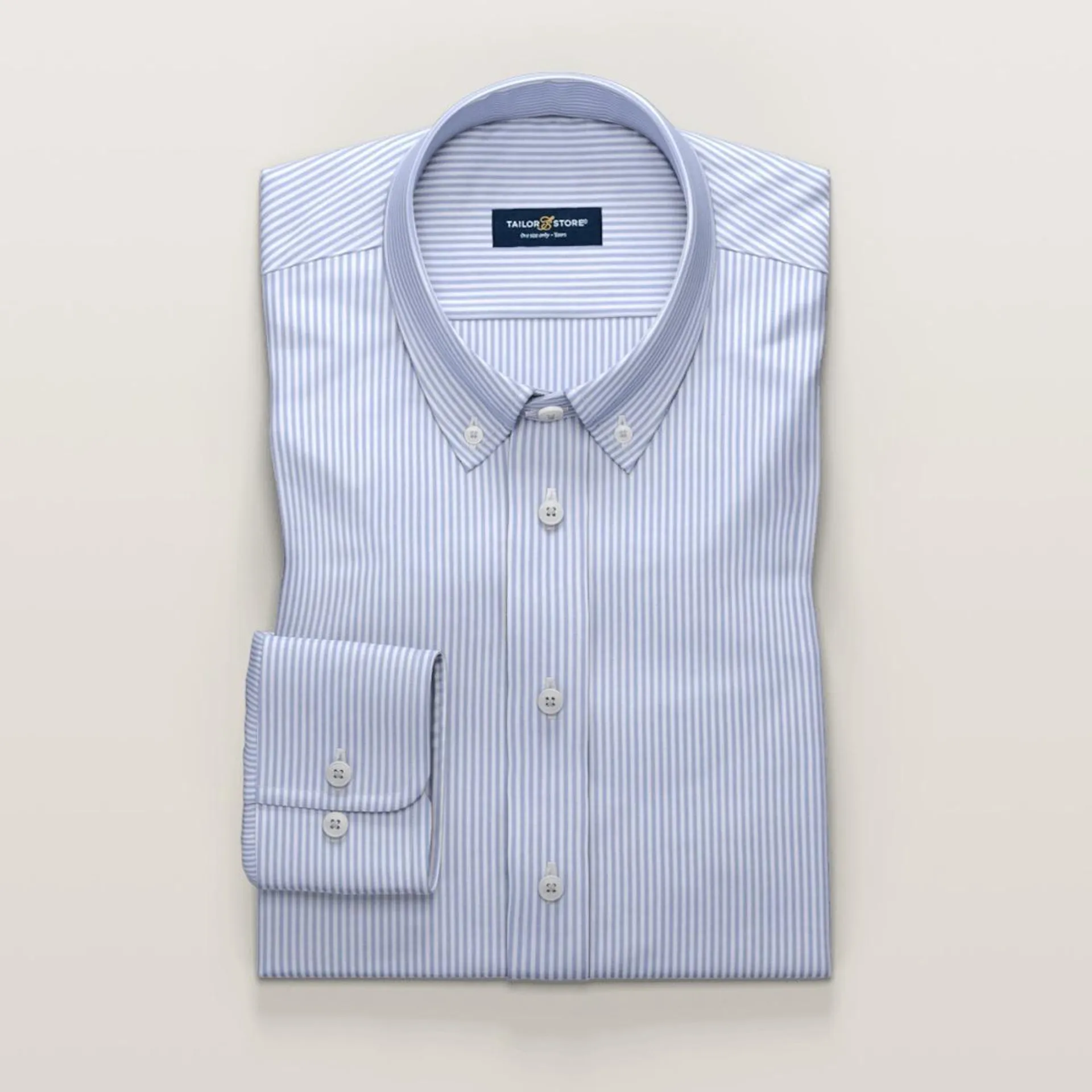 Mid blue striped oxford business shirt