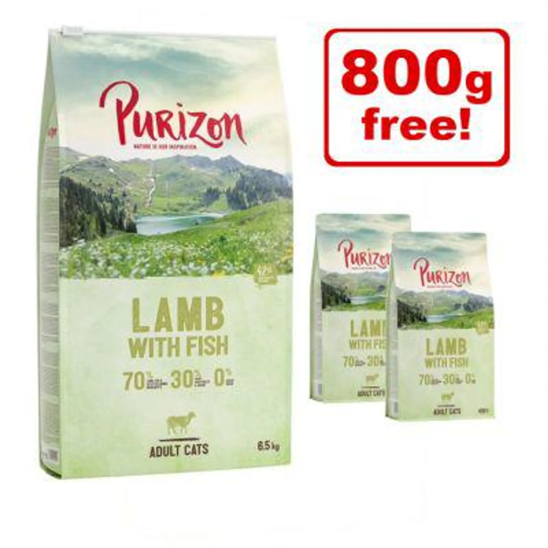6.5kg Purizon Dry Cat Food + 2 x 400g Extra Free!*