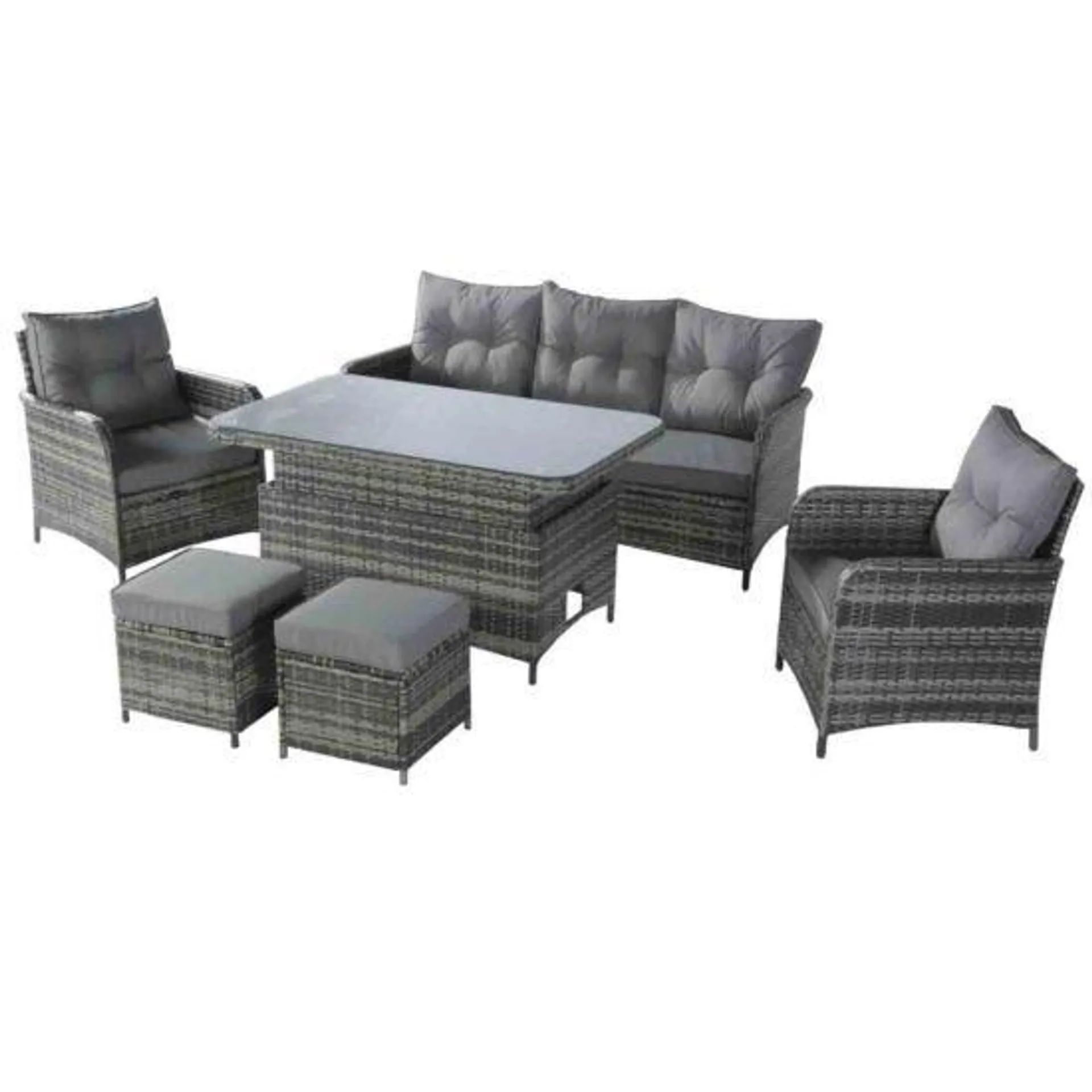 Home Treats Rattan 7 Seat Rising Patio Dining Furniture Set