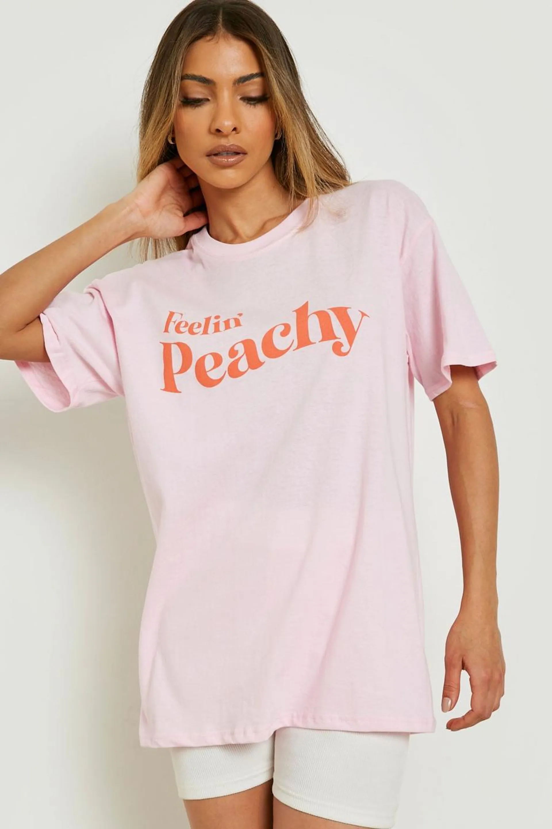 Feelin Peachy Printed Oversized T Shirt