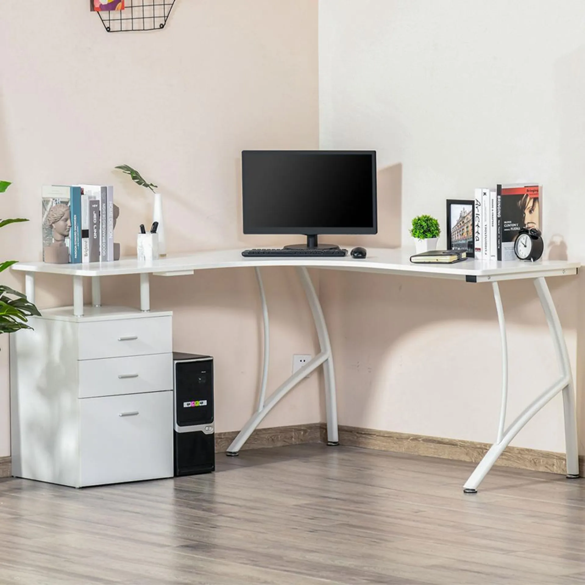 Portland L-Shaped Computer Desk White