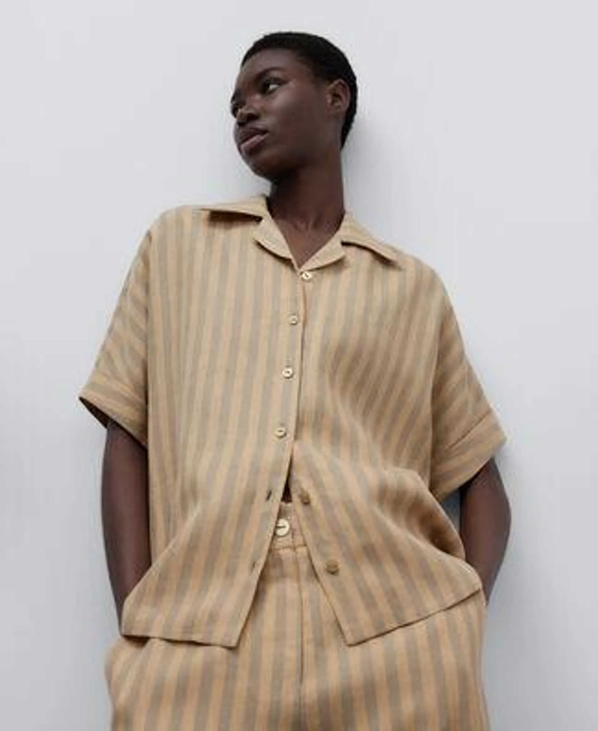 Striped linen shirt woman