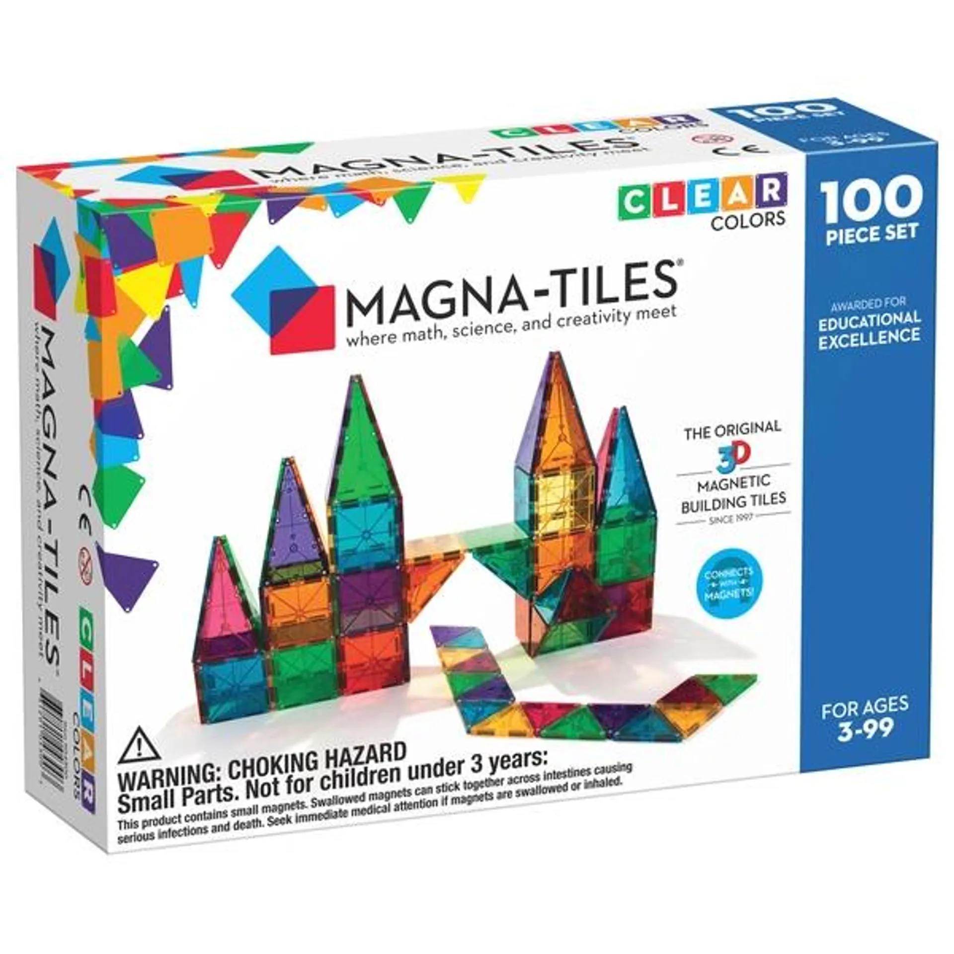 Magna-Tiles Clear Colours 100 Magnetic Pieces