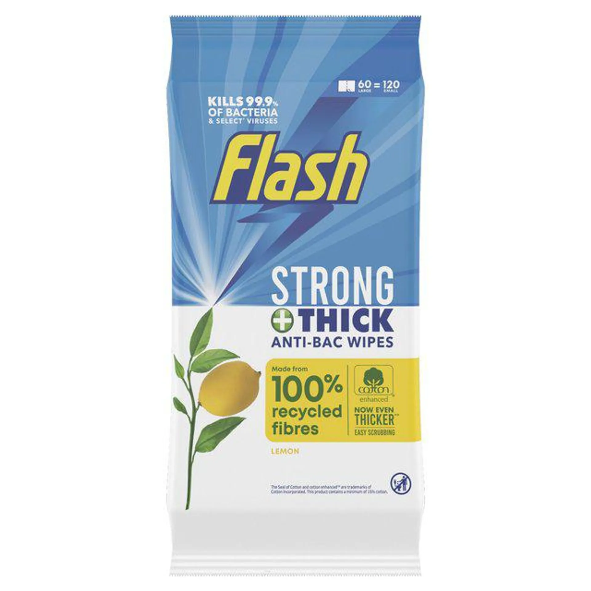 Flash Anti-Bacterial All Purpose Wipes 120 per pack