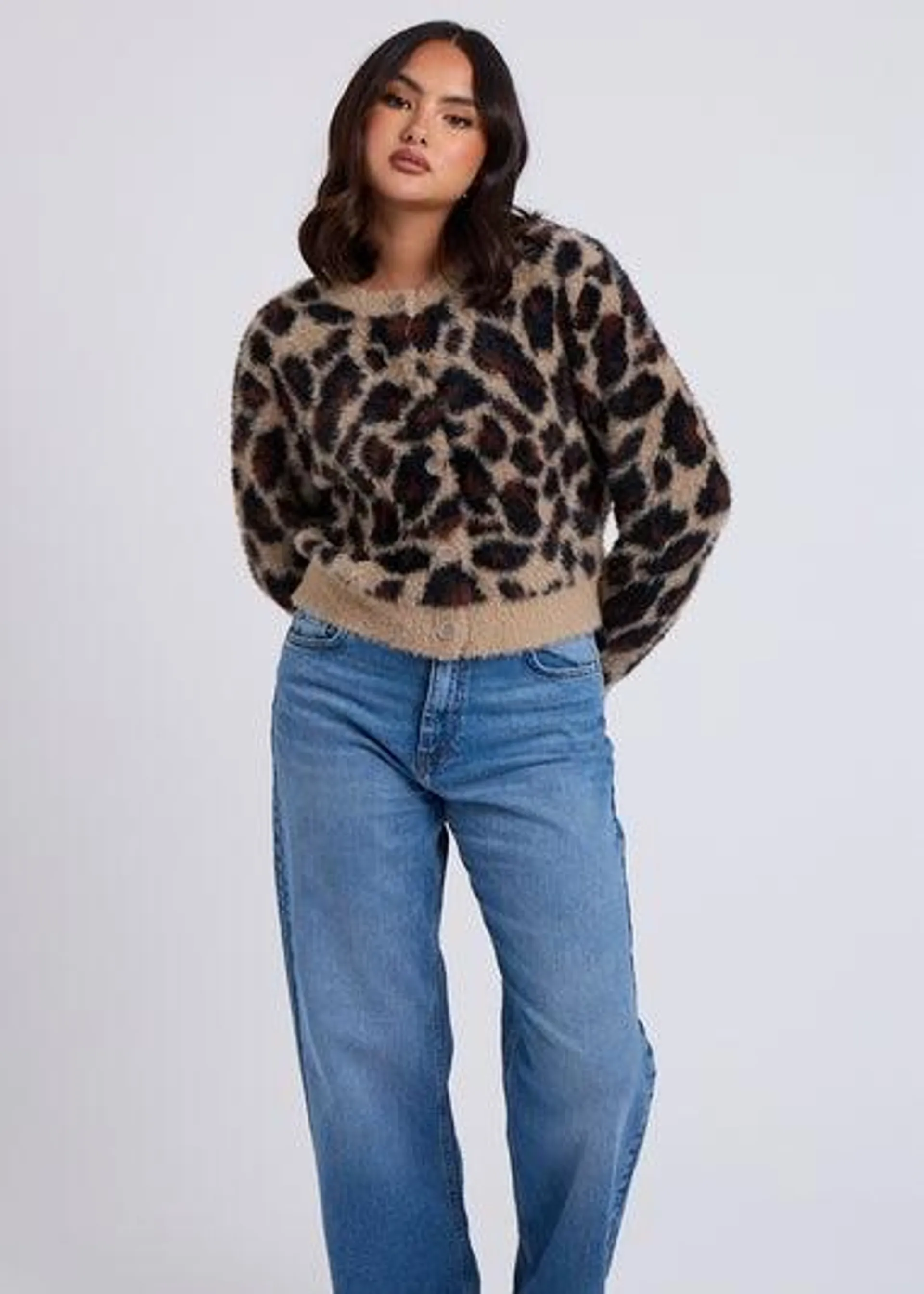 Urban Bliss Brown Leopard Print Cardigan