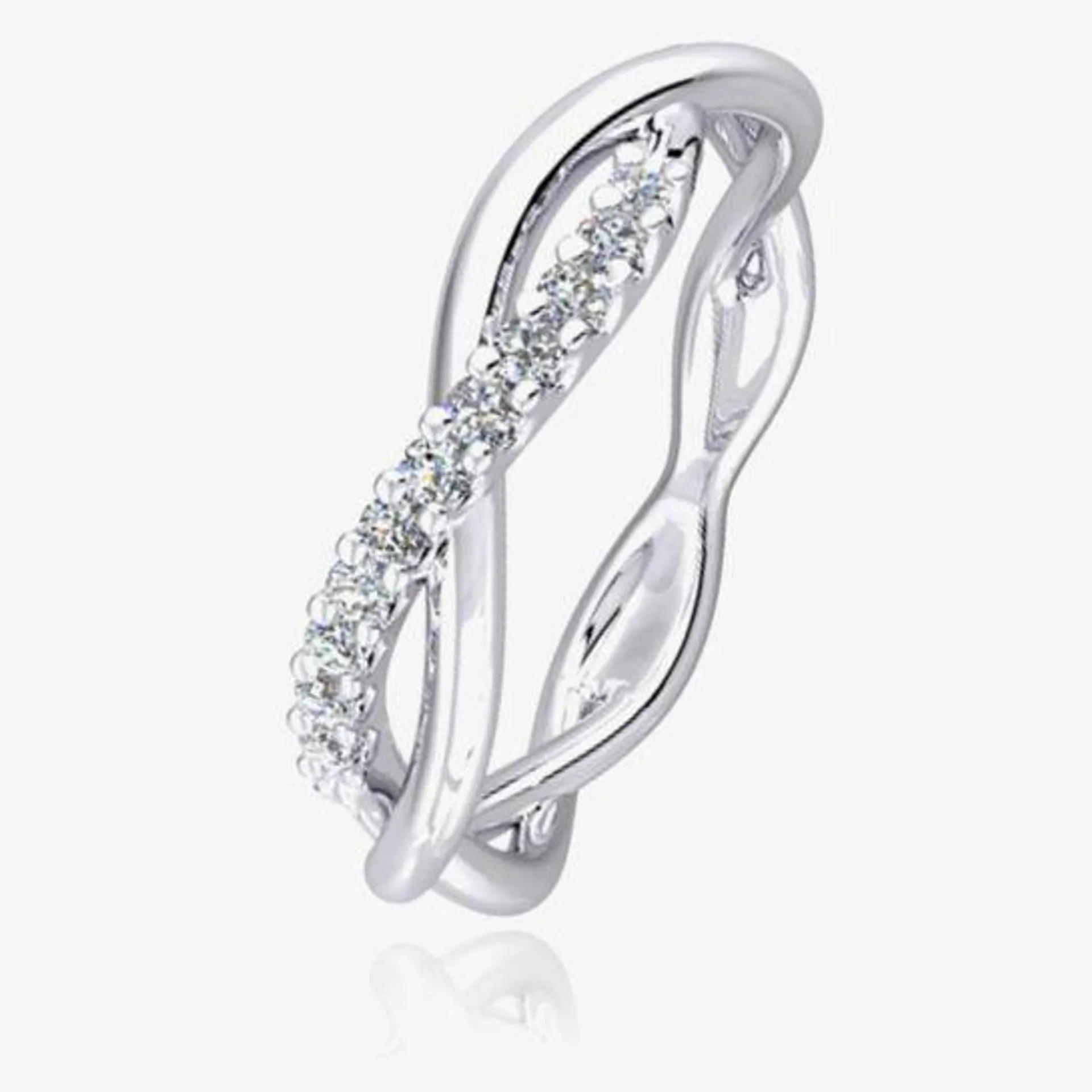 9ct White Gold 3.7mm Diamond Open Weave Wedding Ring