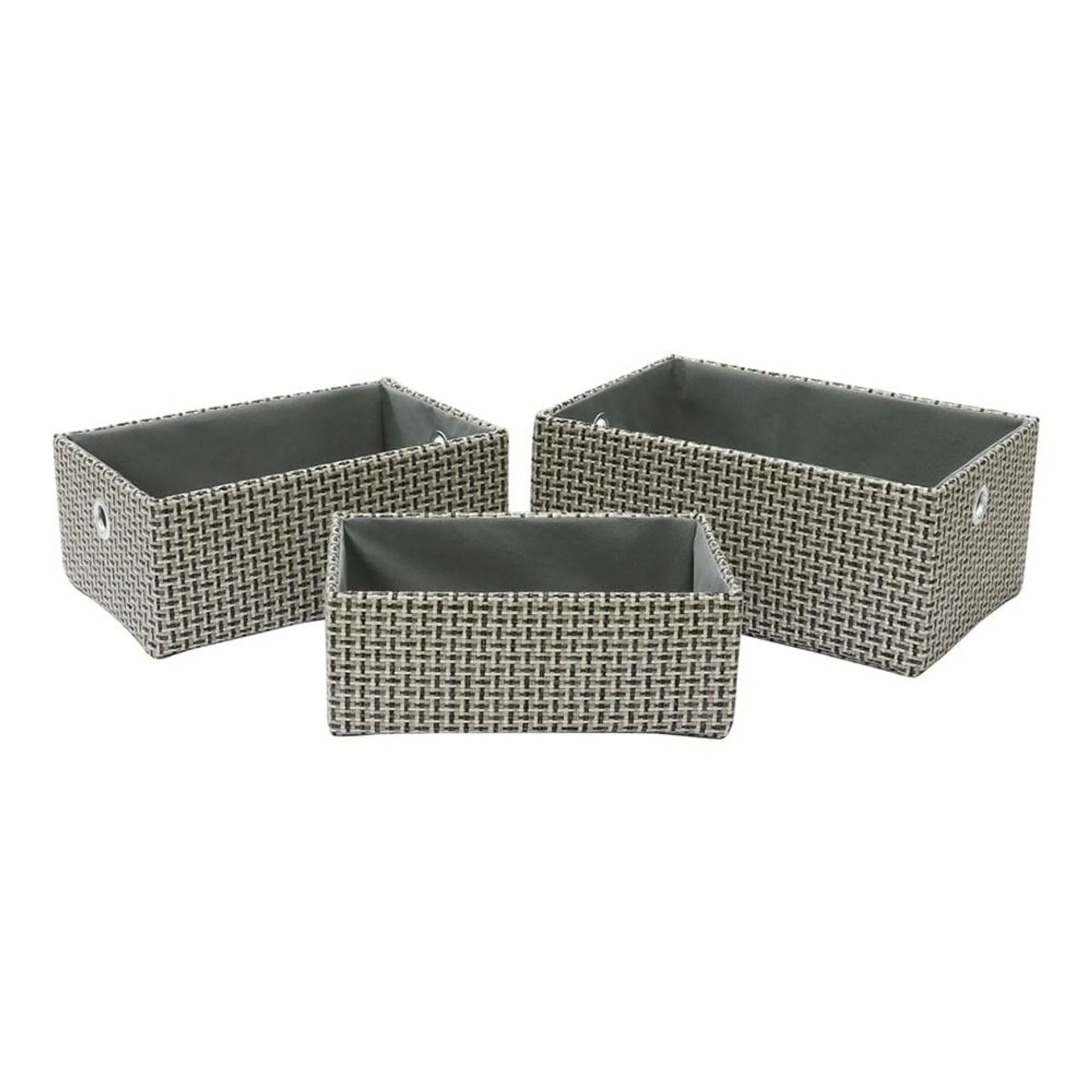 JVL Silva Set of 3 Rectangular Fabric Storage Baskets