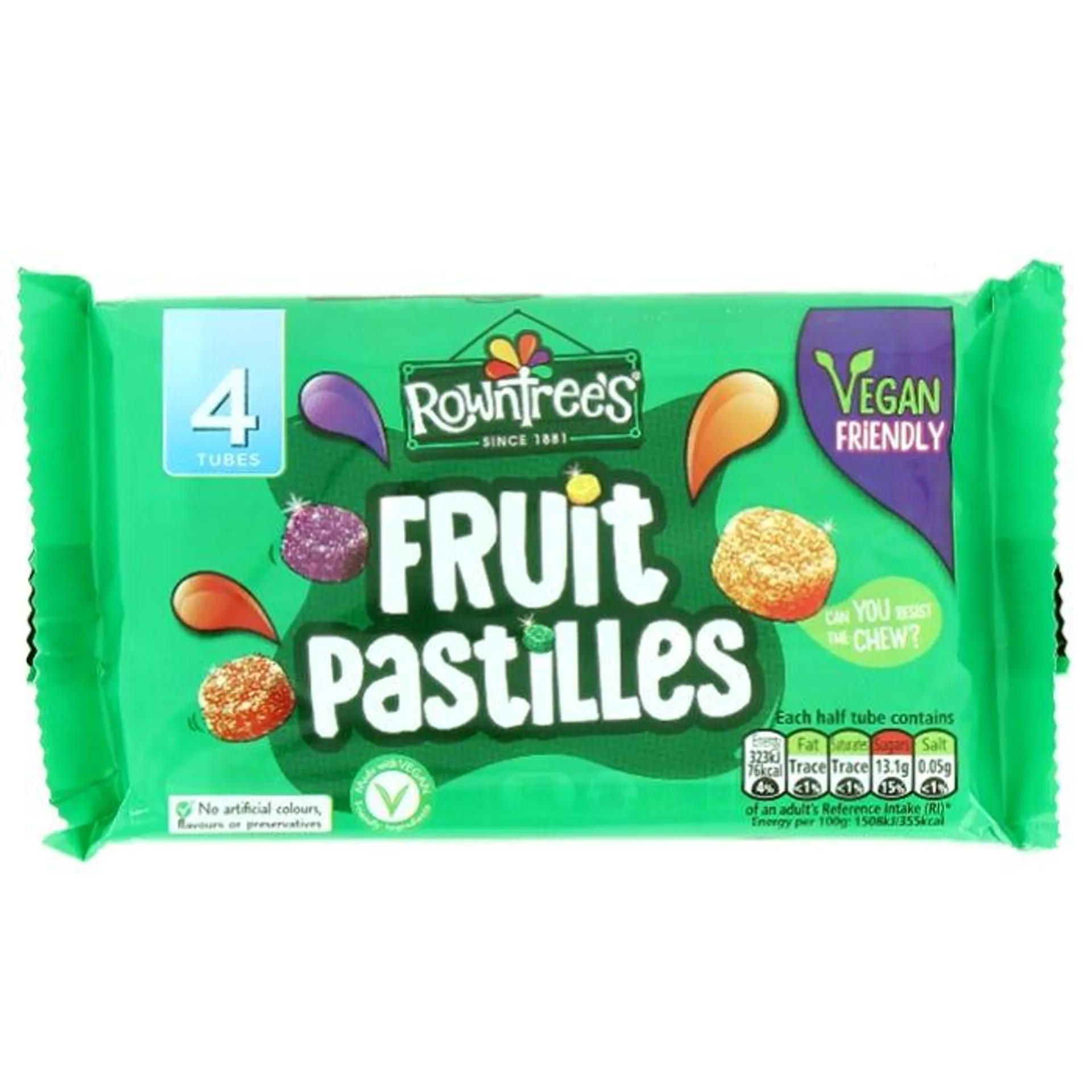 Rowntree's Fruit Pastilles Vegan Friendly Sweets Multipack 42.8g (Pack of 4)