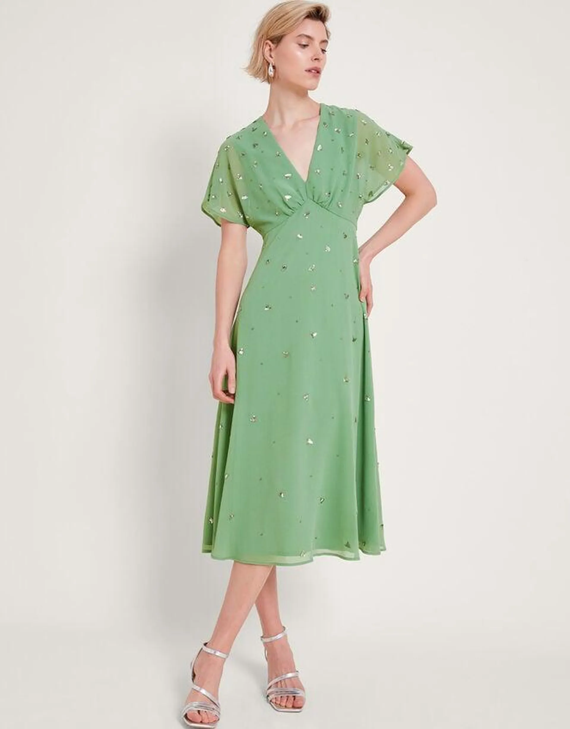 Leona Embellished Dress Green