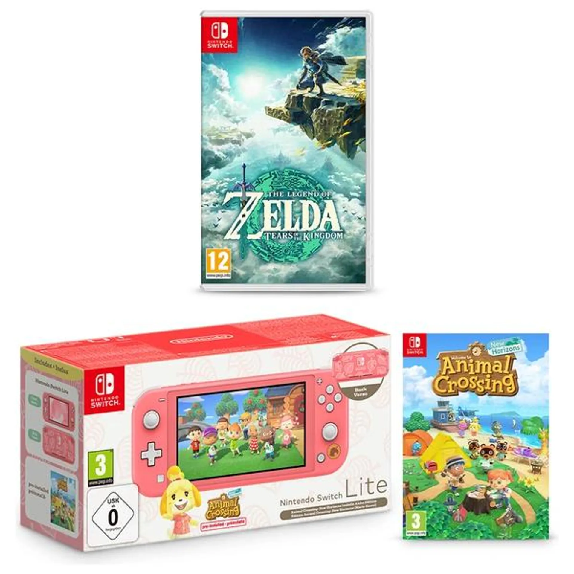 Nintendo Switch Lite Animal Crossing: New Horizons Isabelle Aloha Edition & The Legend of Zelda Tears of the Kingdom