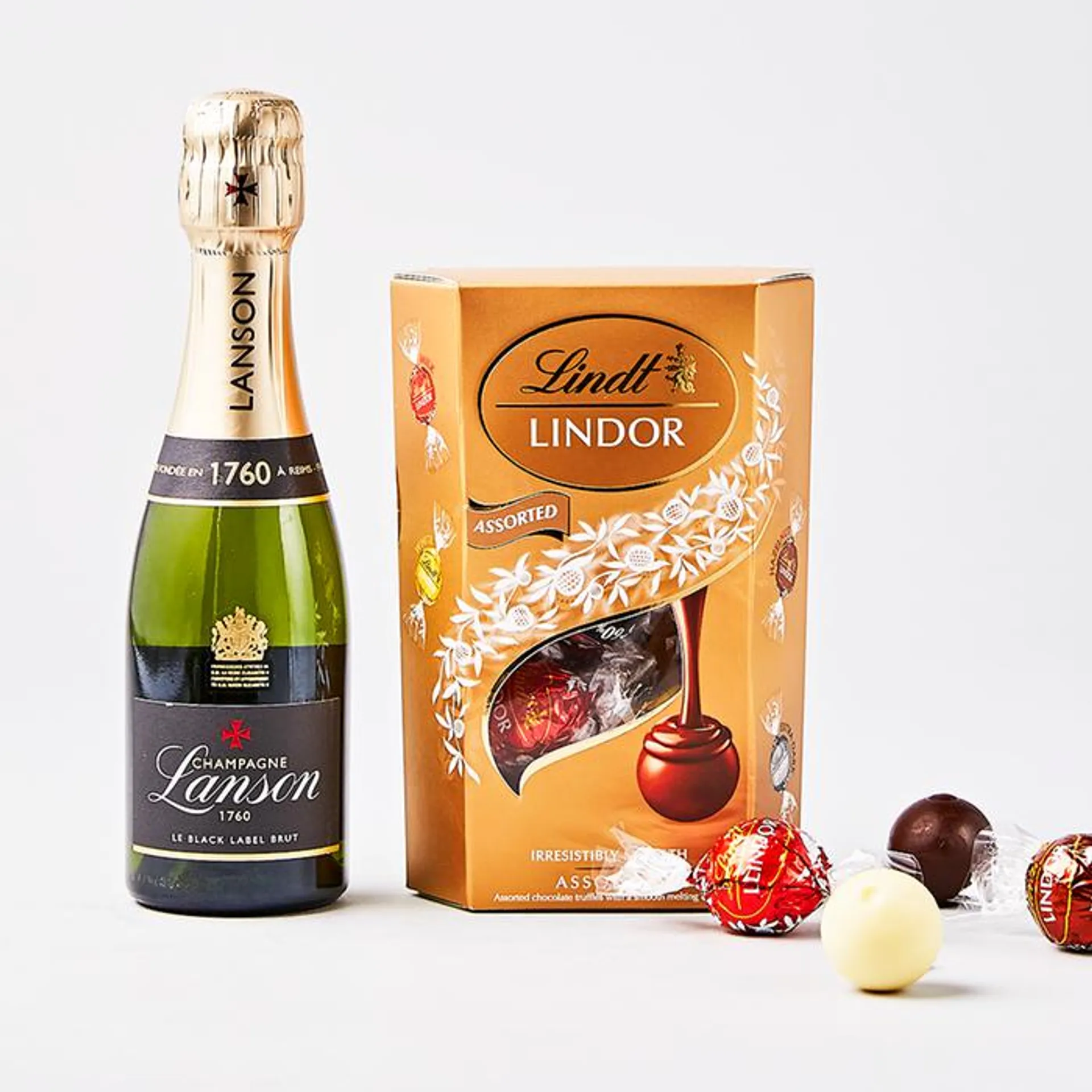 Lanson Champagne 200ml & Lindt Truffles 200g Gift Set