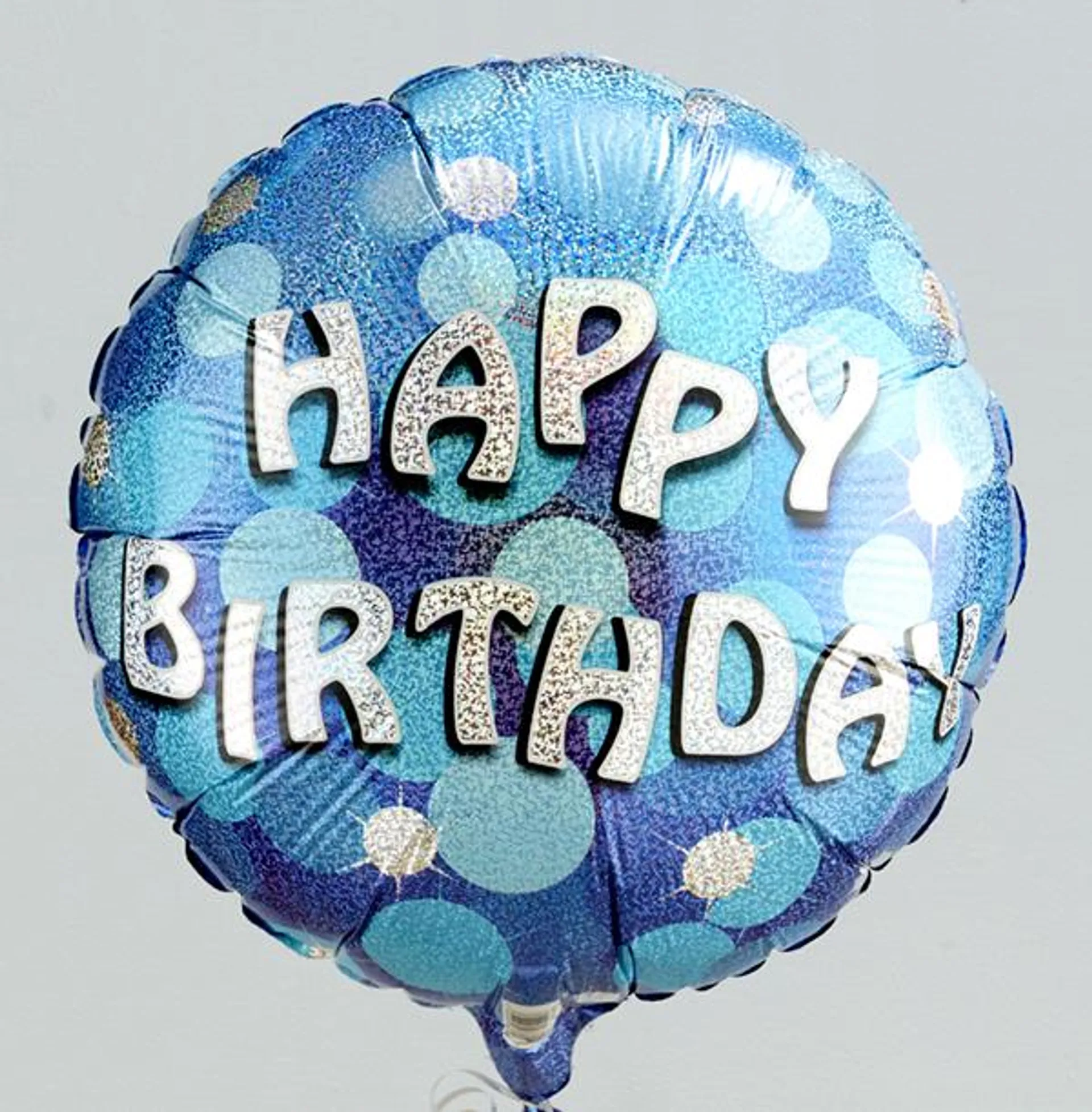 Blue Sparkle Happy Birthday Inflated Balloon