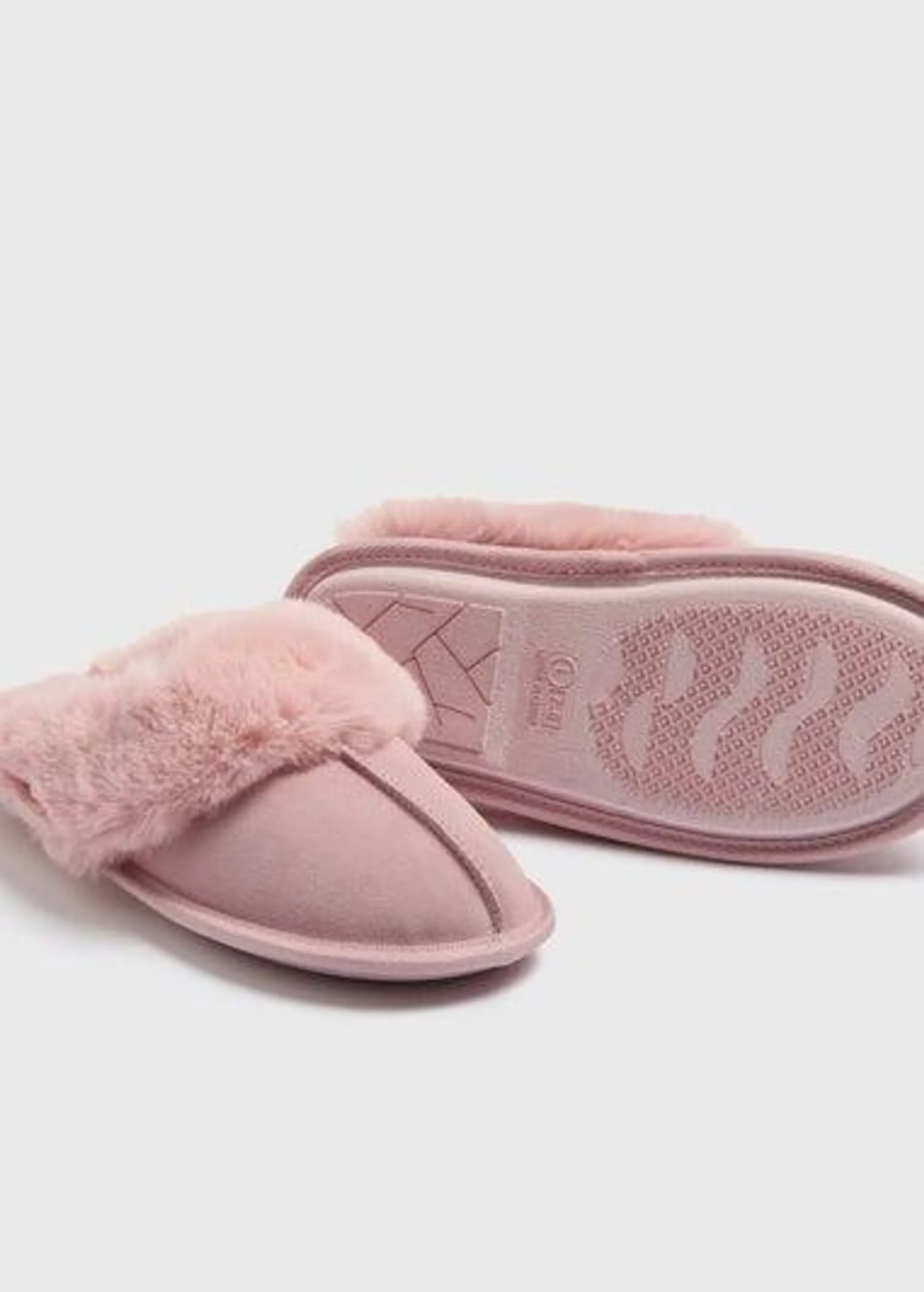 Pink Suede Mule Slippers