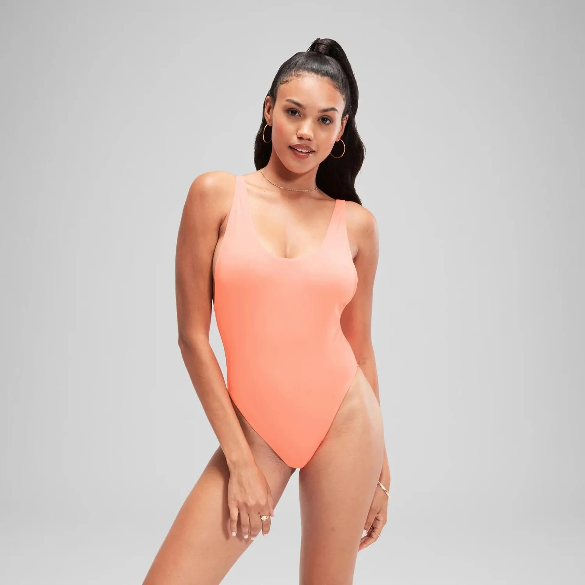 FLU3NTE High Leg Swimsuit Coral Coral