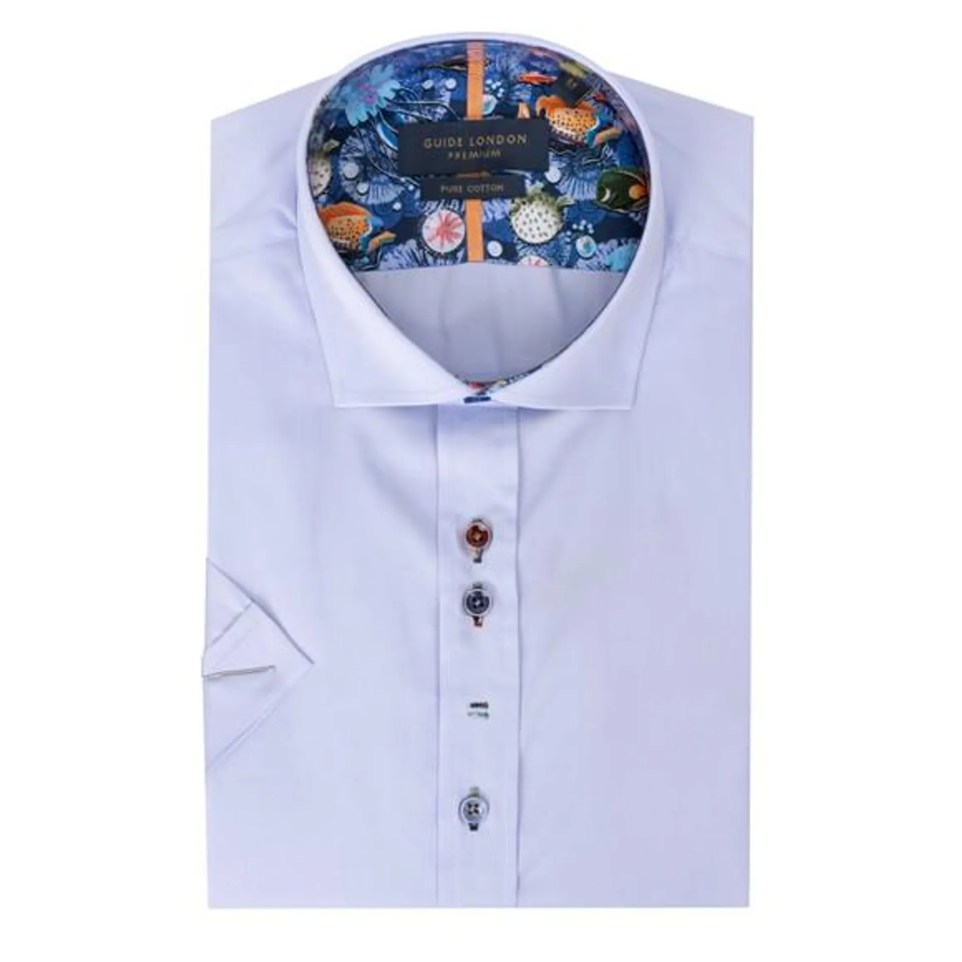 Mens Blue Aquatic Collar SS Shirt