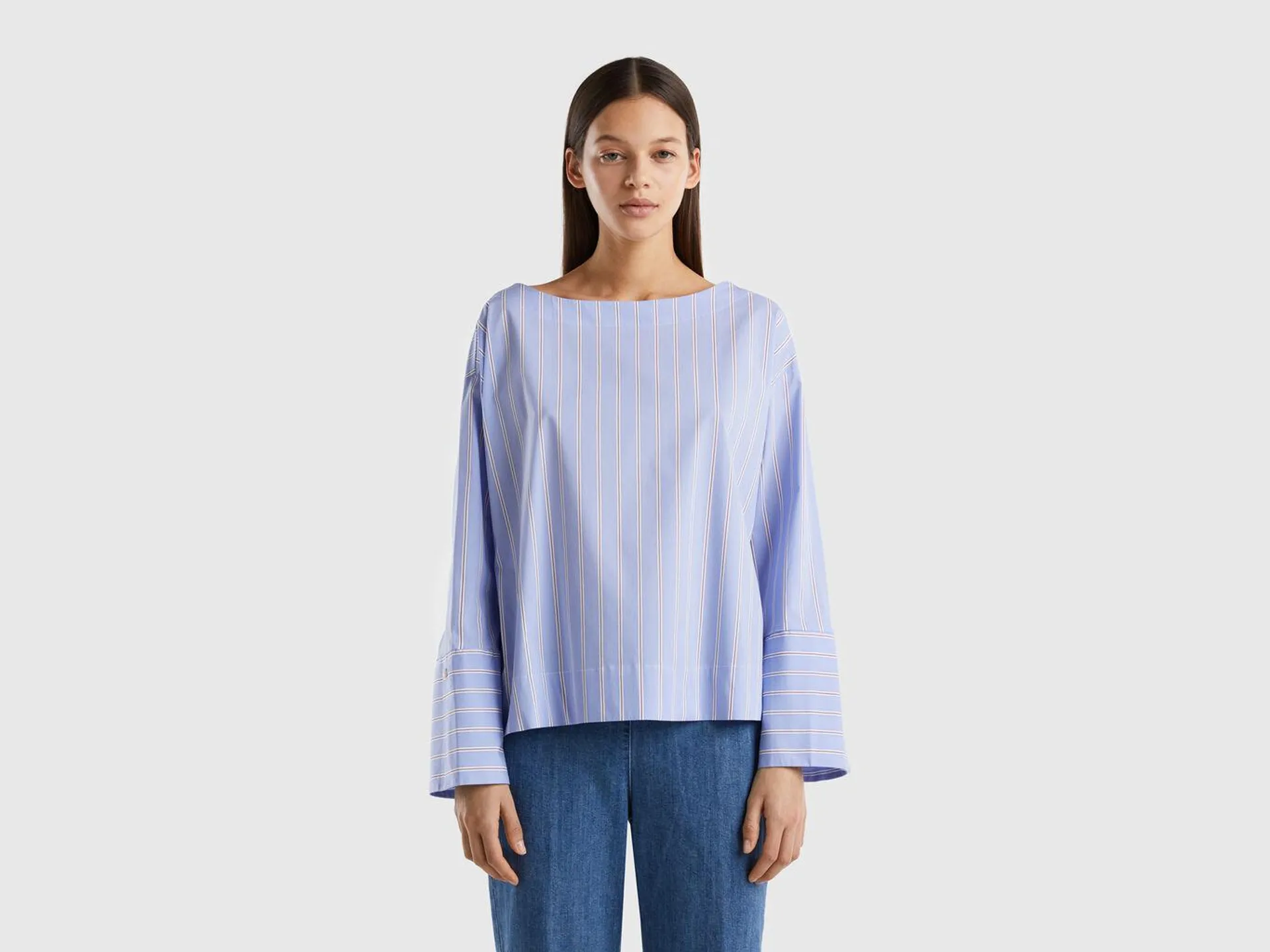 Striped blouse in stretch cotton blend