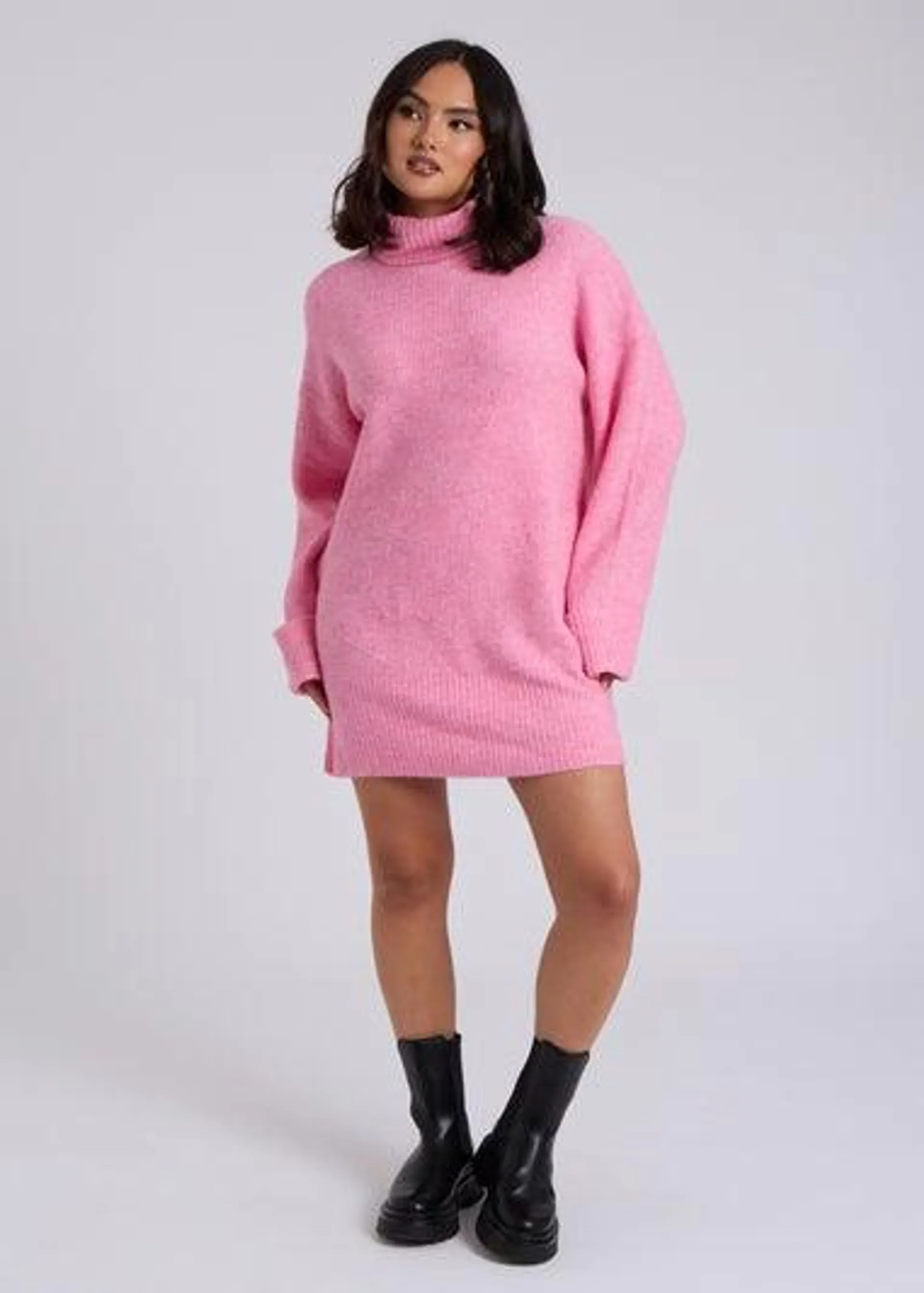 Urban Bliss Pink Mini Roll Neck Dress