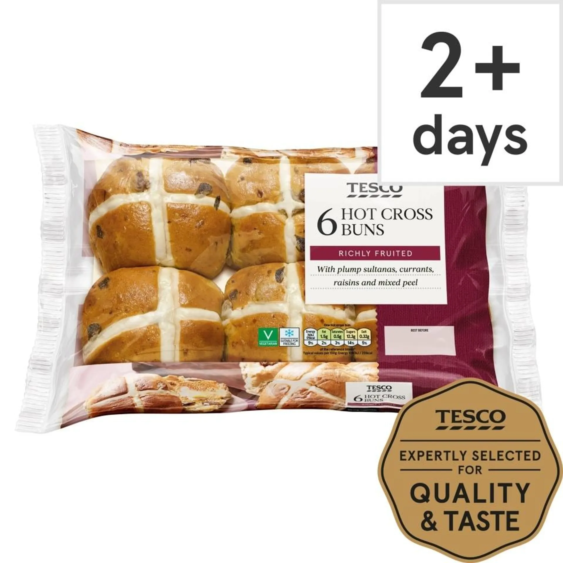 Tesco Hot Cross Buns 6 pack