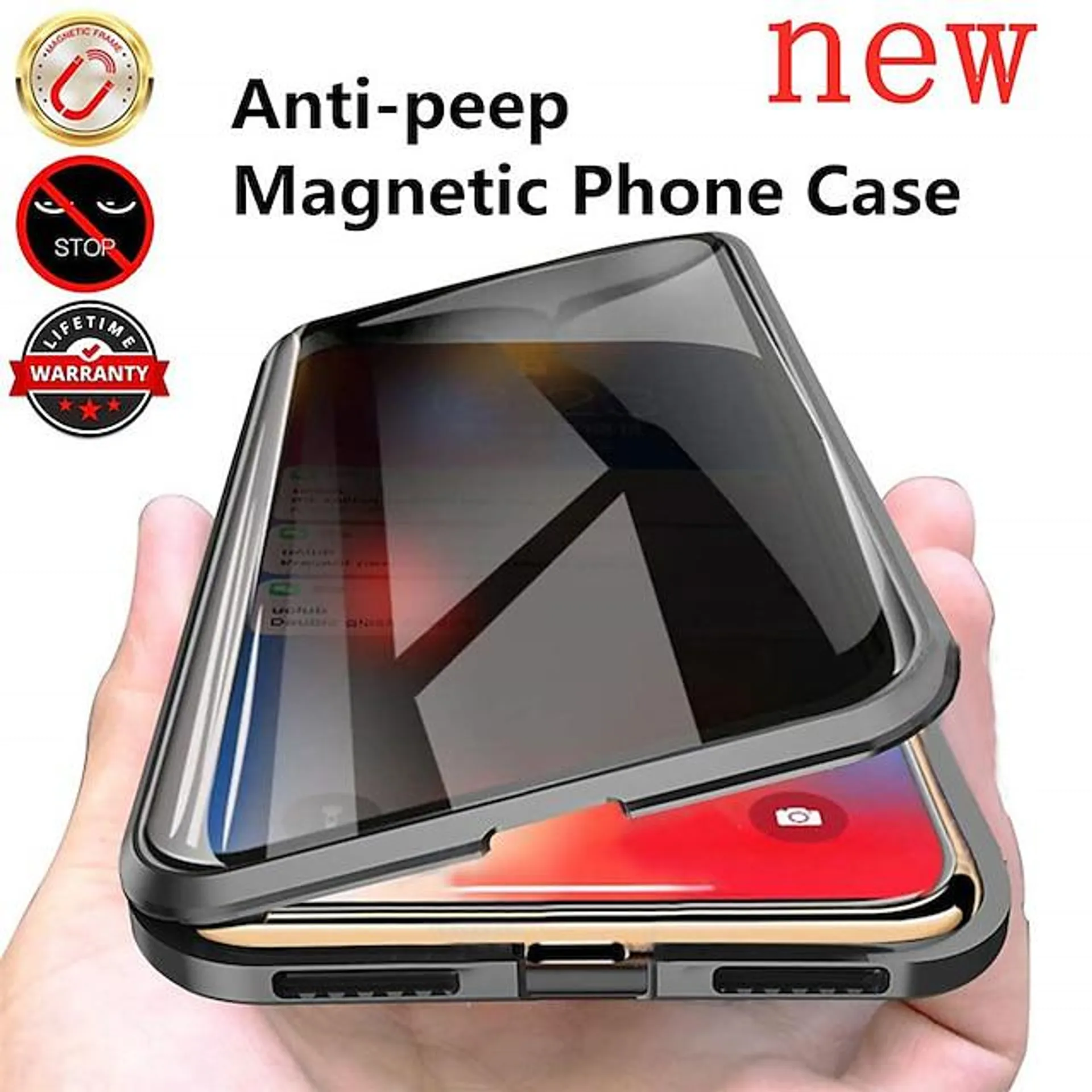 Phone Case For Samsung Galaxy S24 S23 S22 S21 S20 Ultra Plus FE Note 20 Ultra 10 Plus A71 A51 Magnetic Adsorption Full Body Protective Anti peep Shockproof Transparent Privacy Tempered Glass