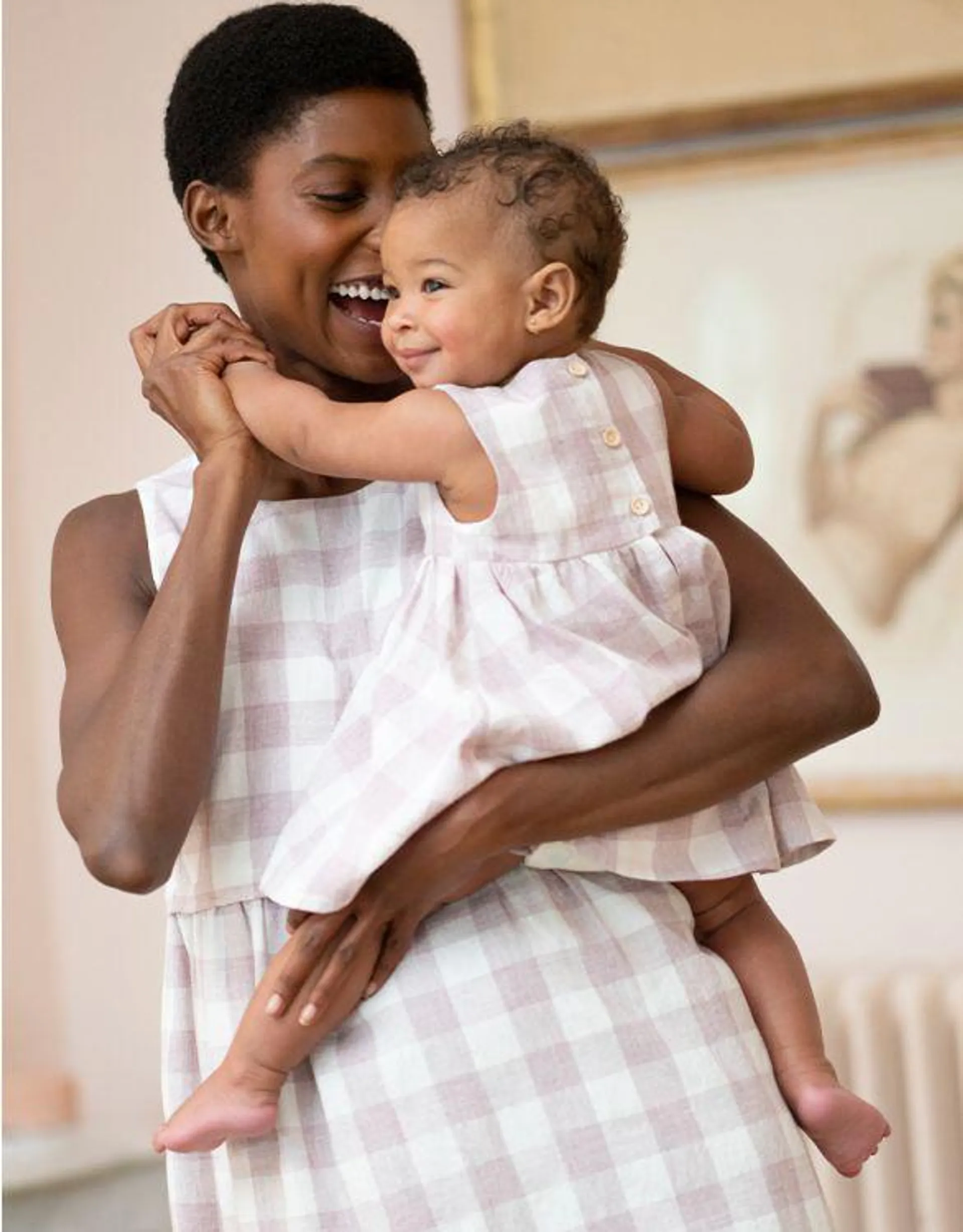 Mauve Gingham Cotton Baby Dress