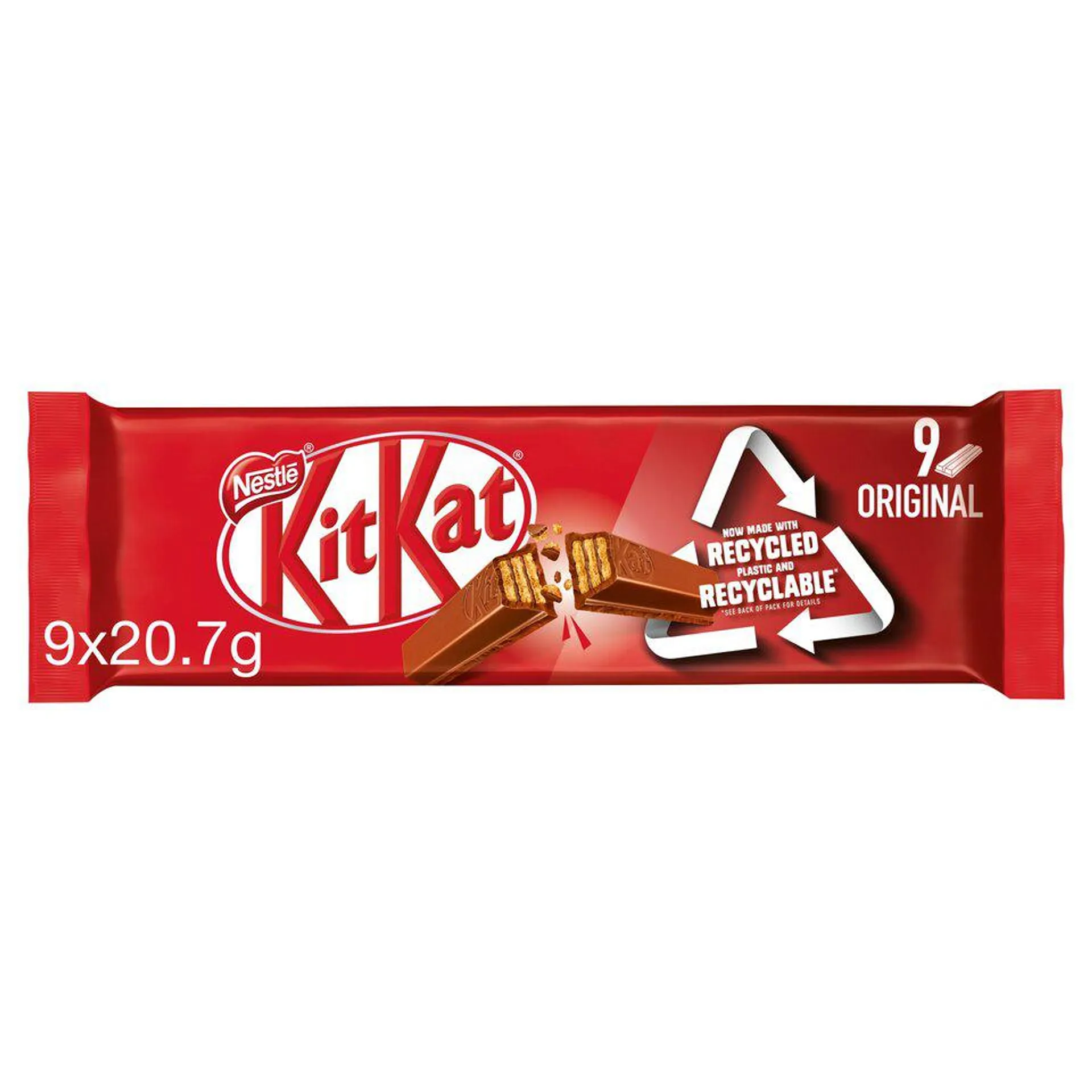 Kit Kat 2 Finger Milk Chocolate Biscuit Bars Multipack, 9 Pack