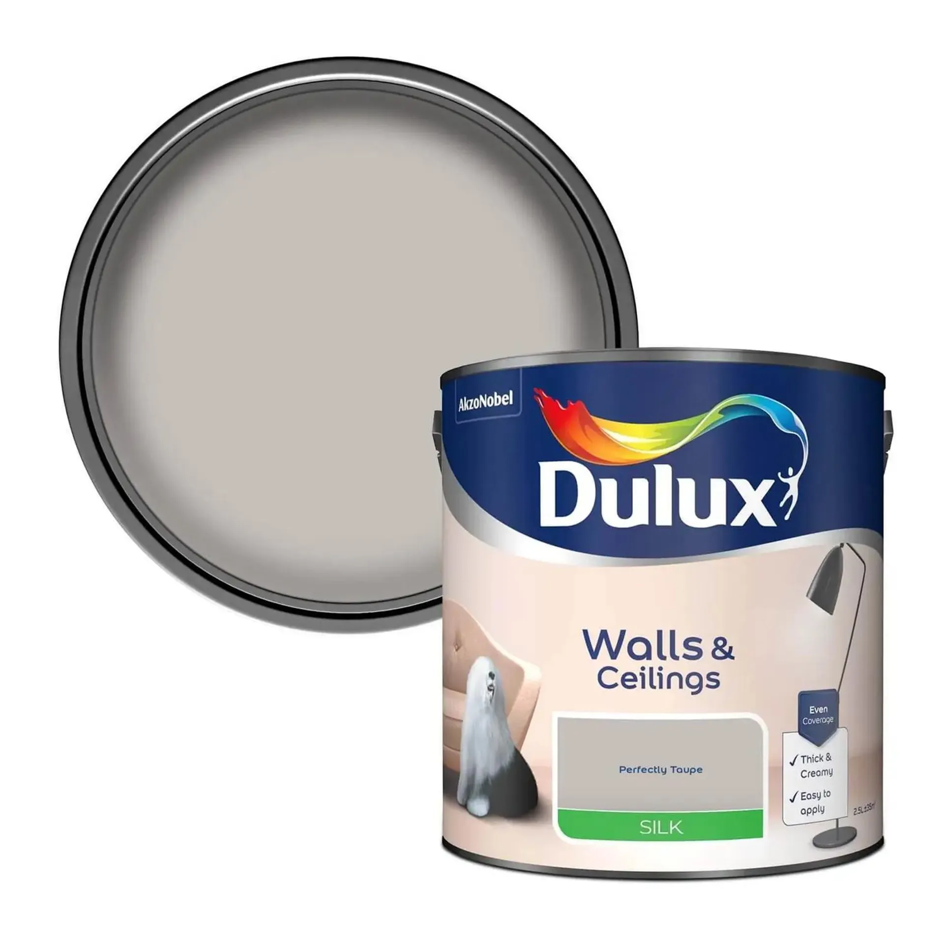 Dulux Perfectly Taupe - Silk Emulsion Paint - 2.5L