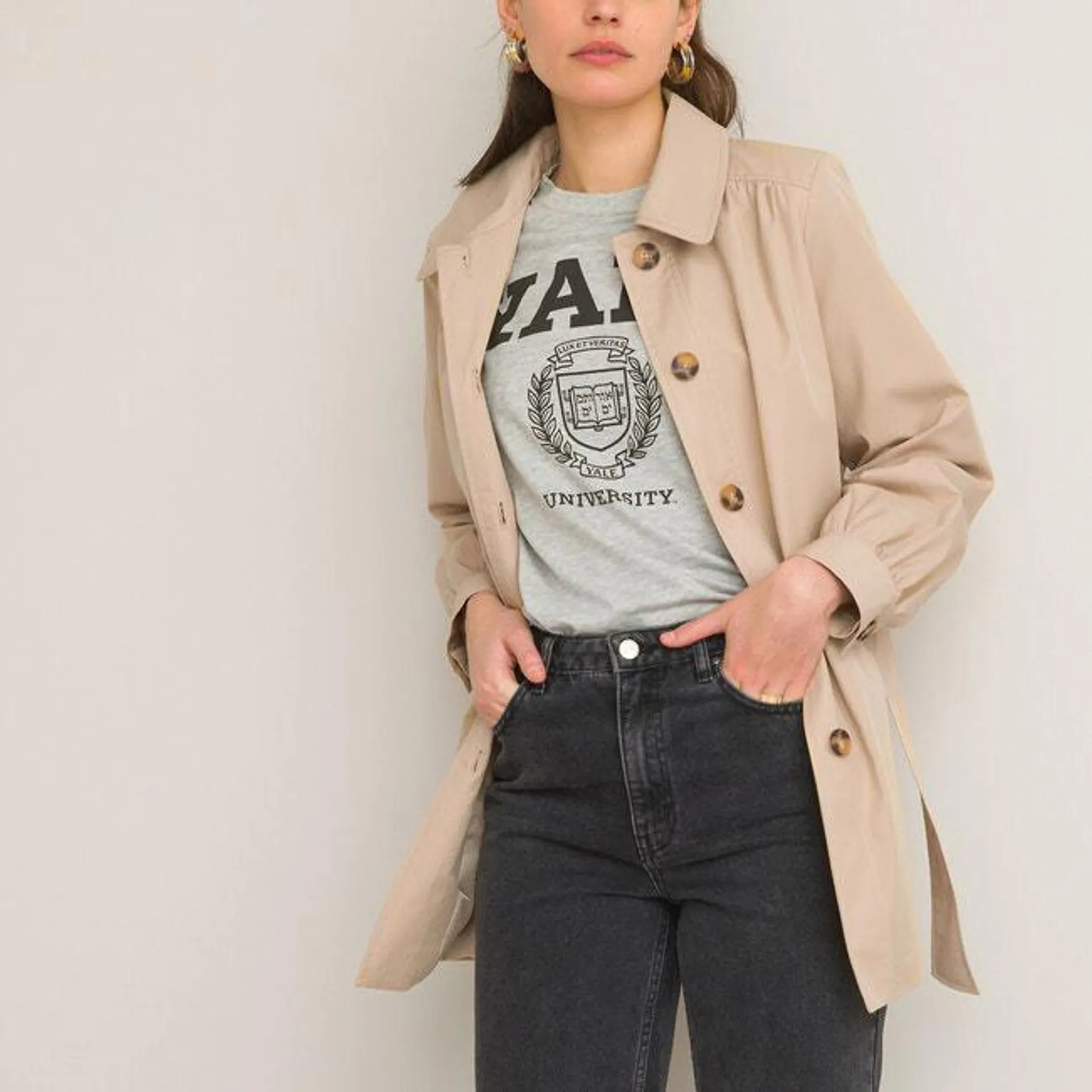 Mid-Length Trench Coat in Cotton