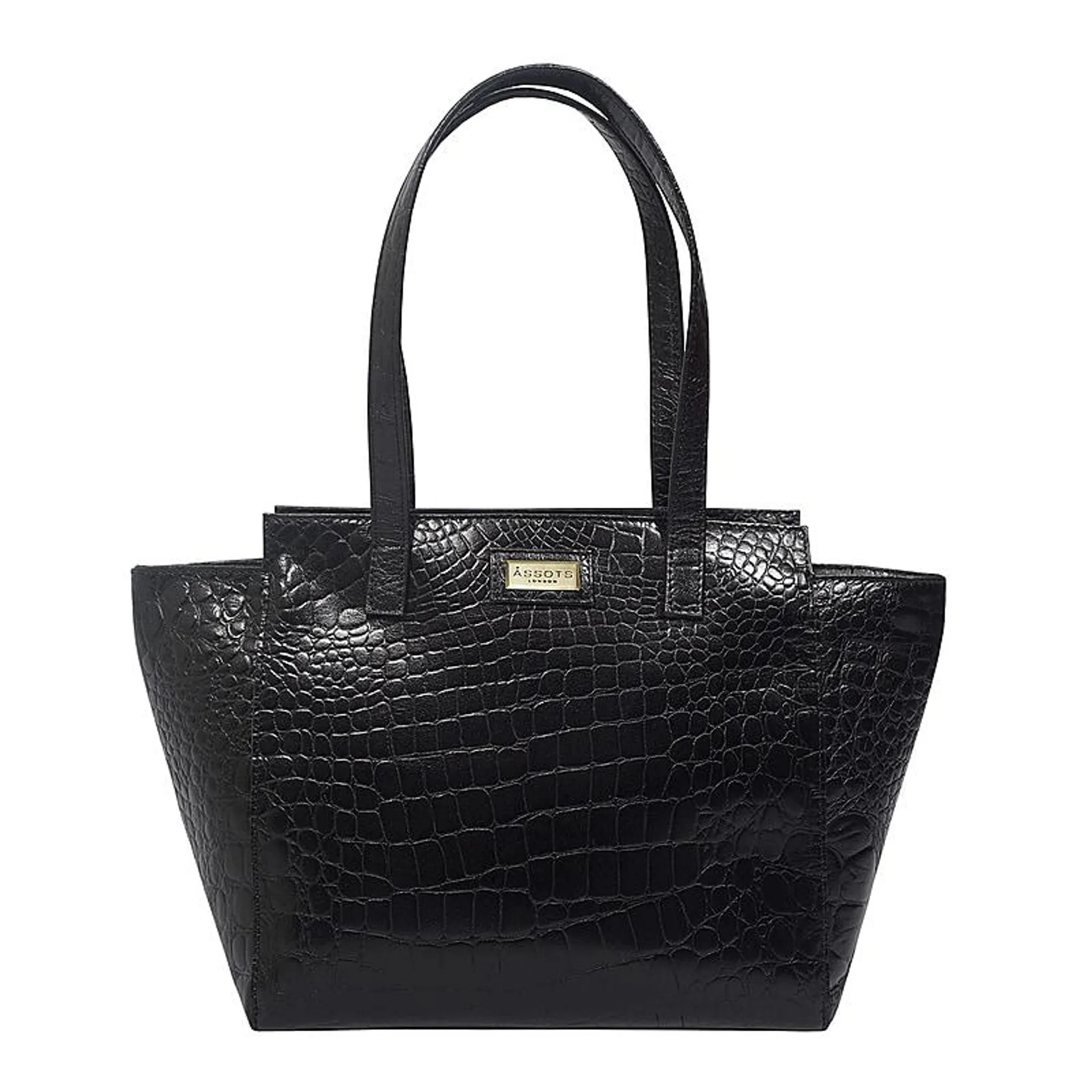 Assots London Genuine Leather Eileen Tote Bag - Black