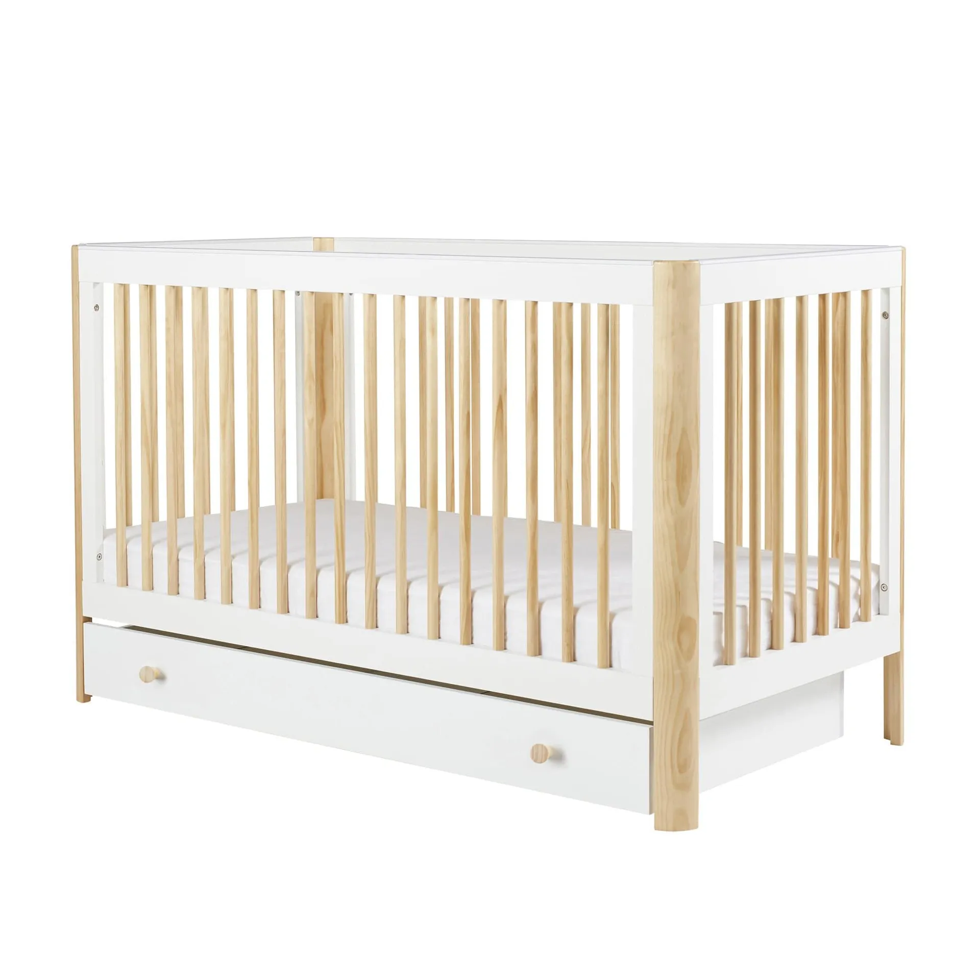 Ickle Bubba Tenby Classic Cot Bed with Under Drawer in Scandi White