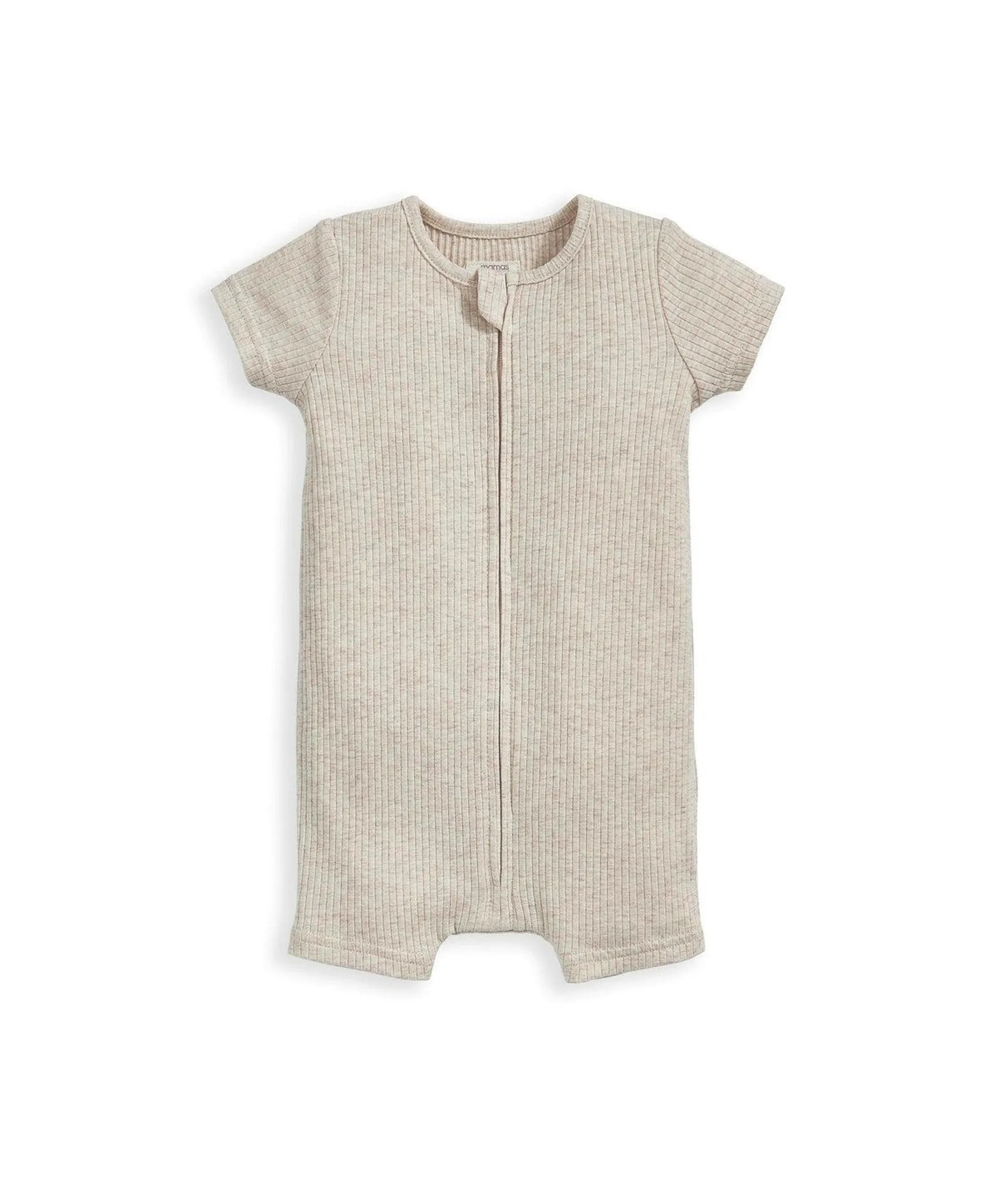 Organic Ribbed Zip Romper - Oatmeal