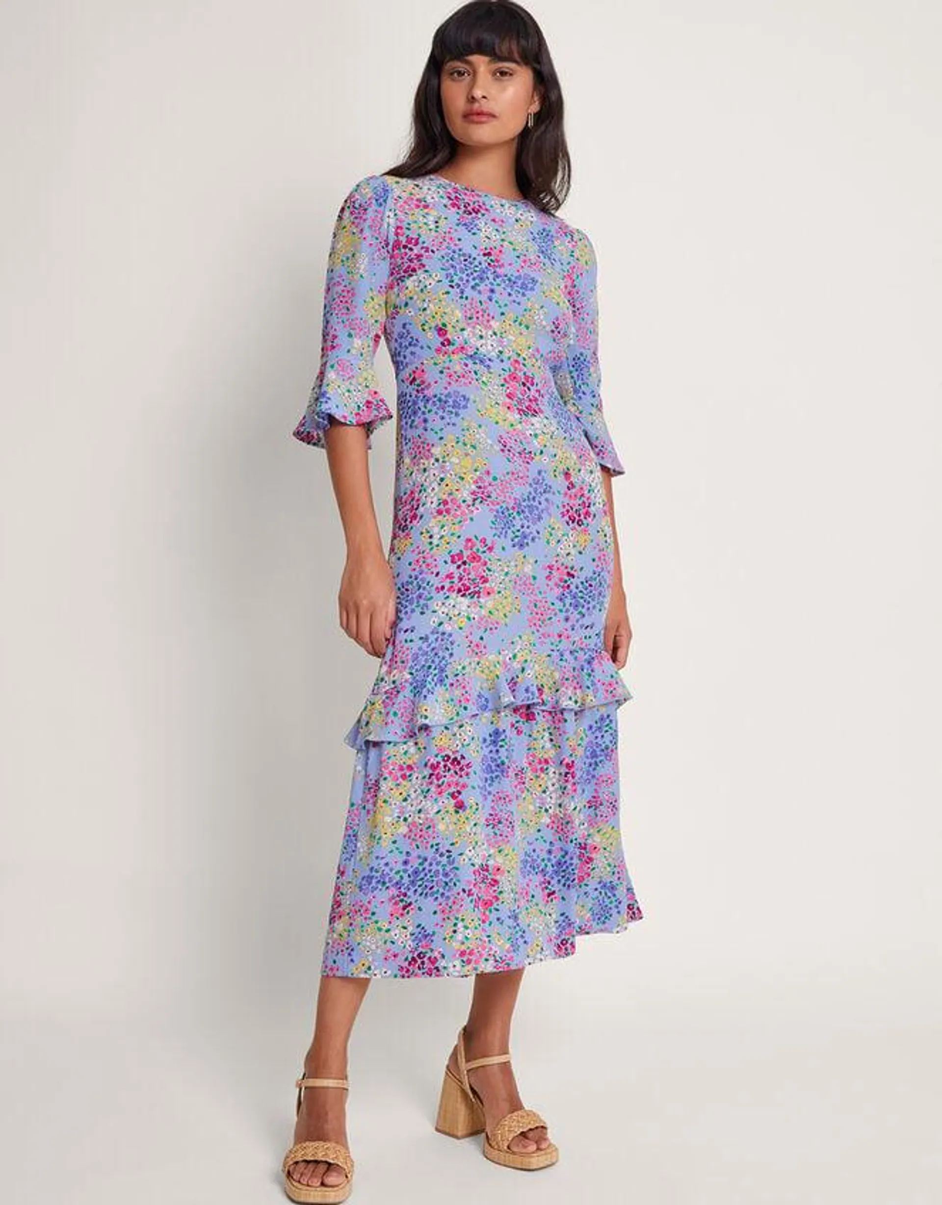 Micola Ditsy Tea Ruffle Dress Blue