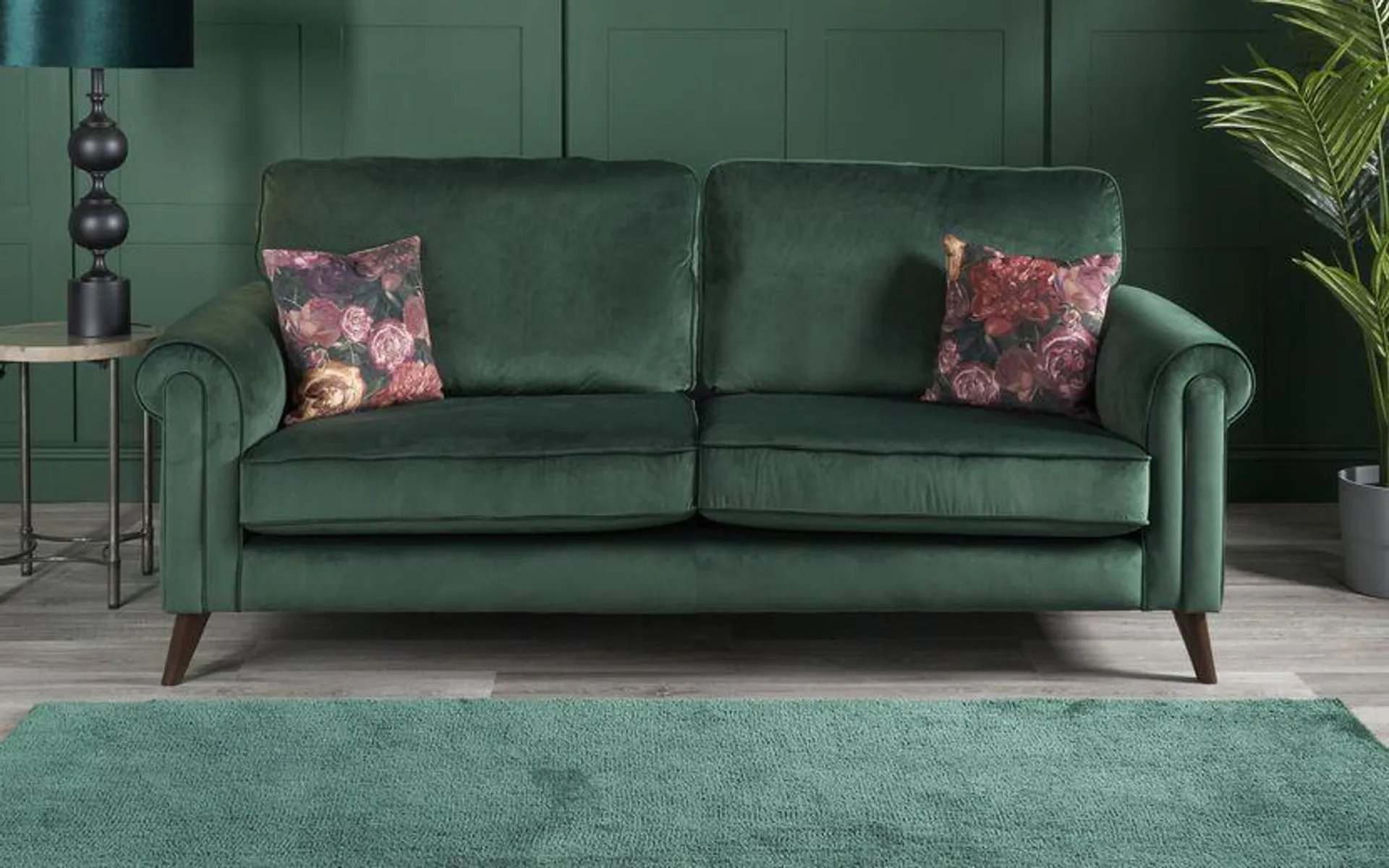 Bloom Velvet 3 Seater Sofa Standard Back