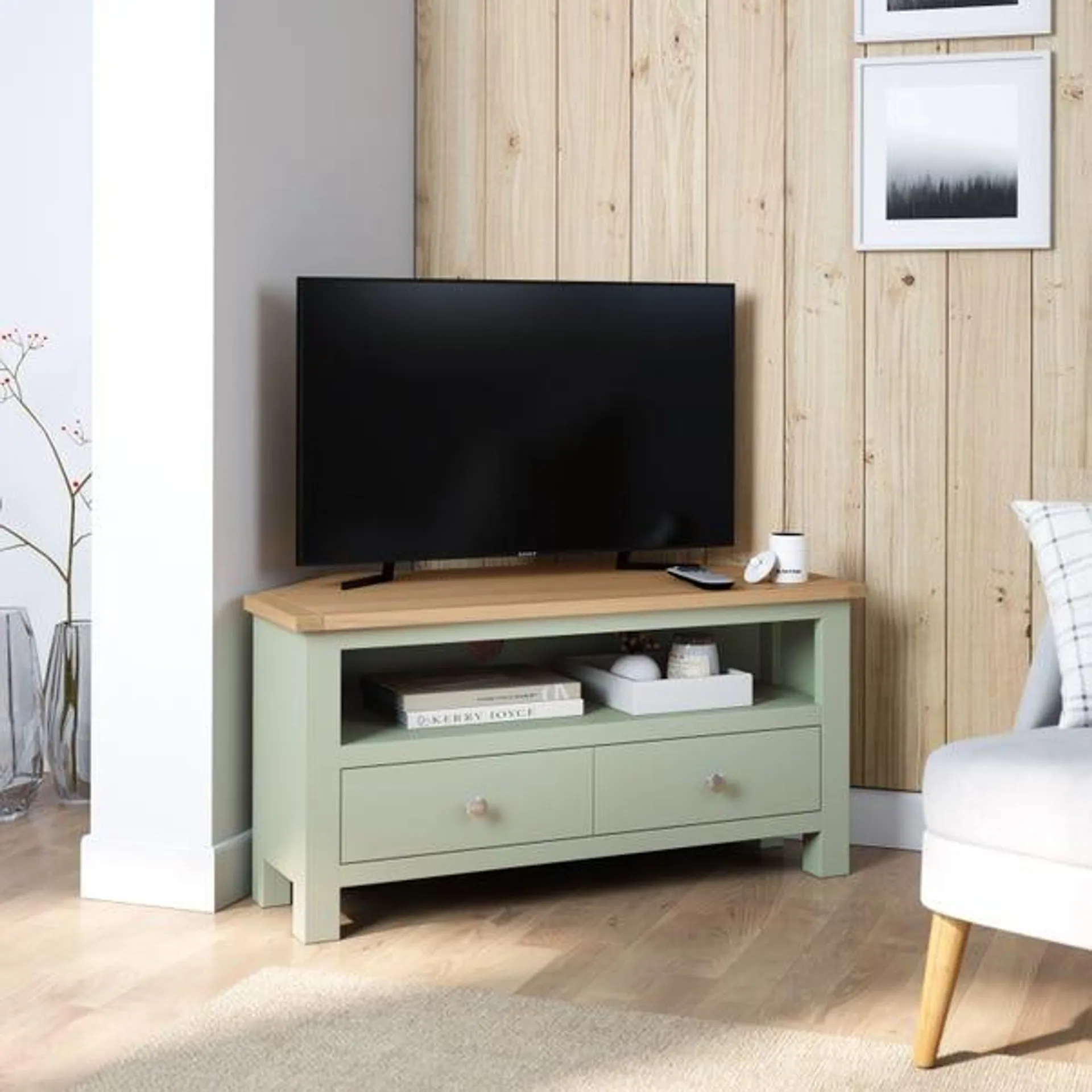 Bromley Corner TV Unit, Oak for TVs up to 40"