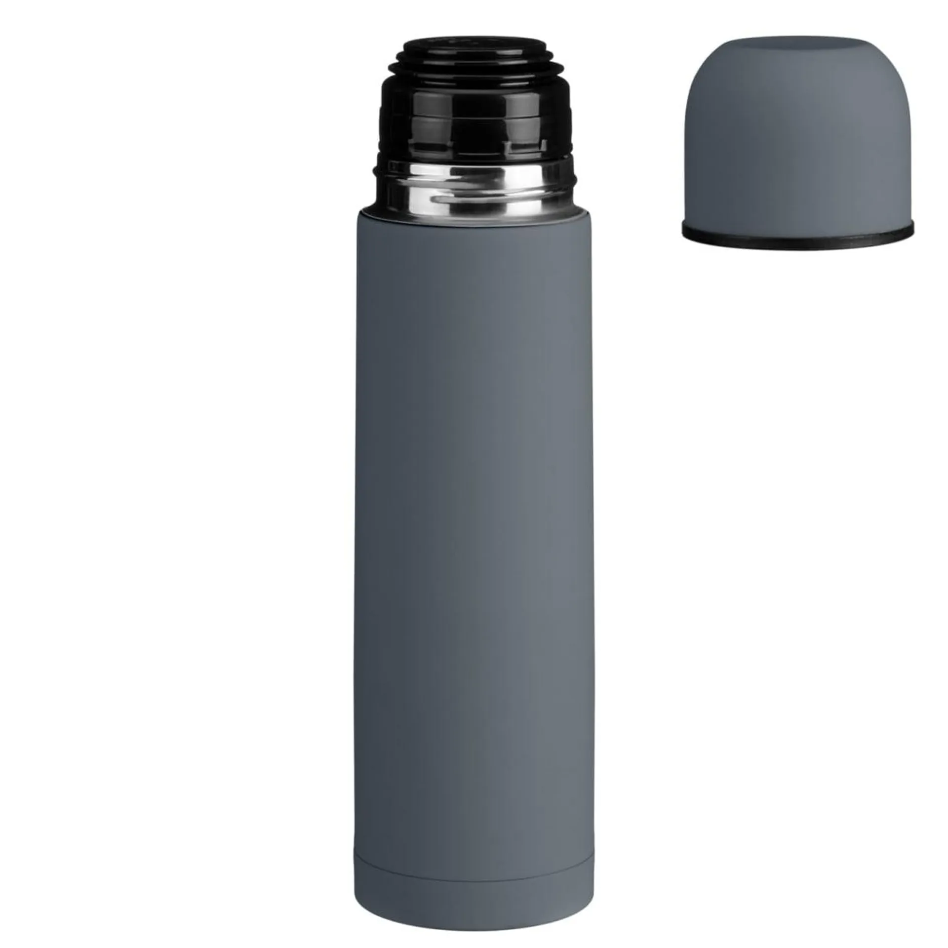 Double Coated Rubber Walled Flask 500ml - Dark Grey