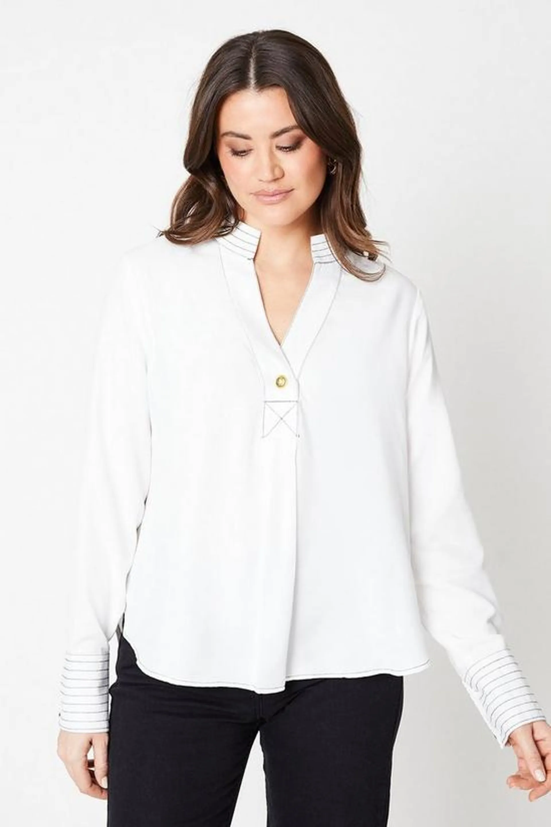 Plain Contrast Stitch Blouse