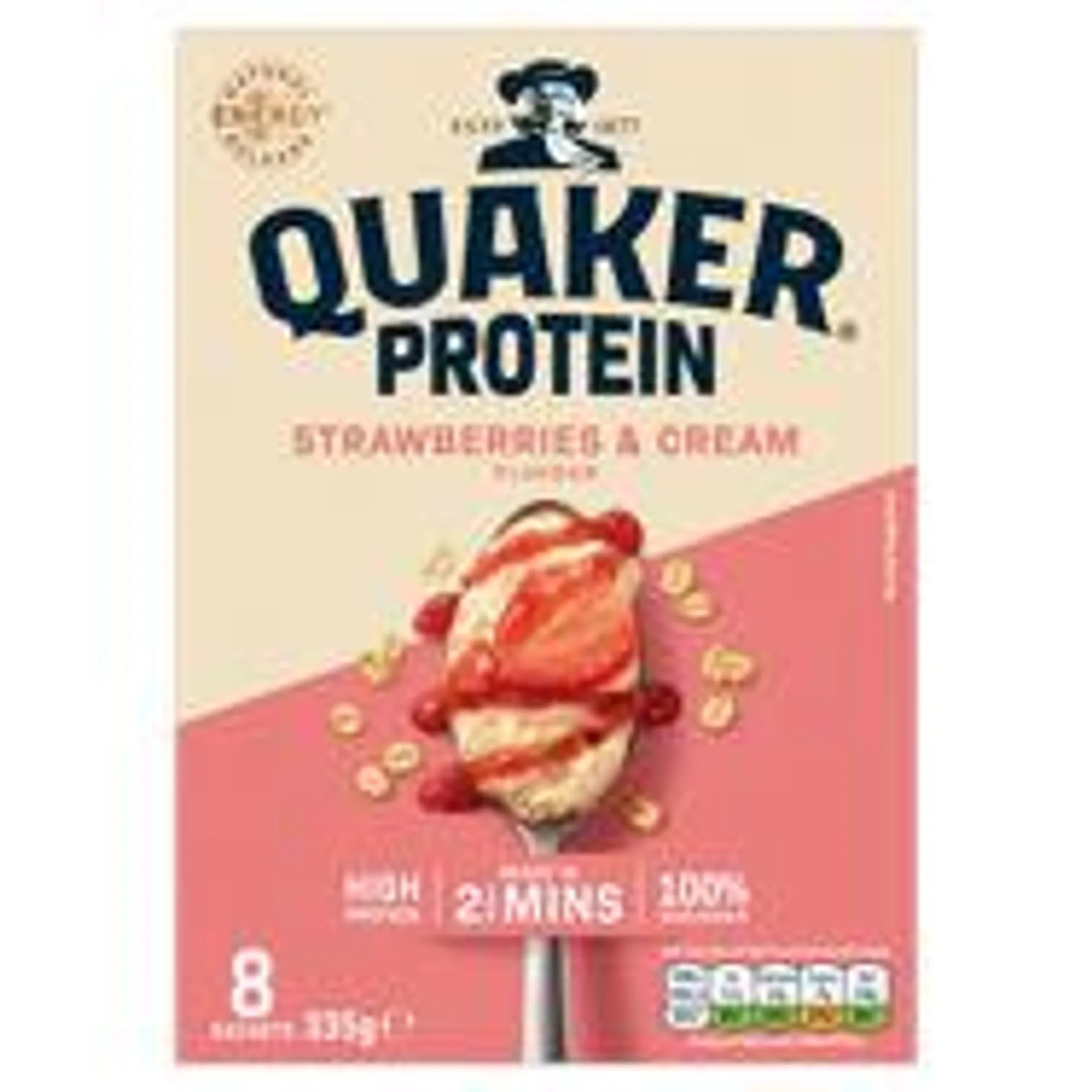 Quaker High in Protein Strawberries & Cream Porridge Sachets 8x42g