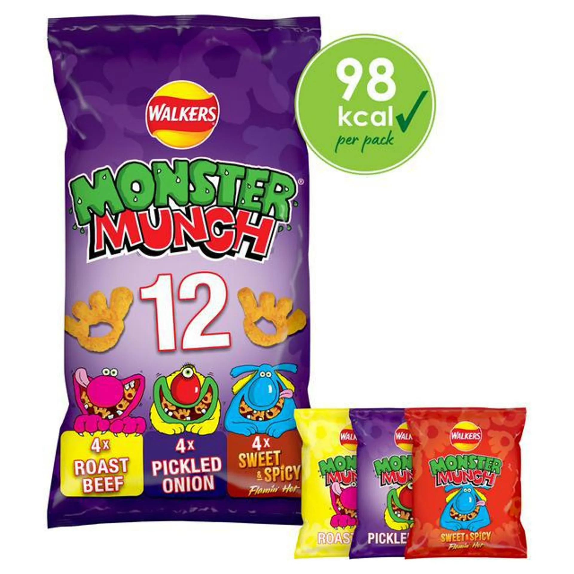 Walkers Monster Munch Variety Multipack Crisps Snacks 12x20g