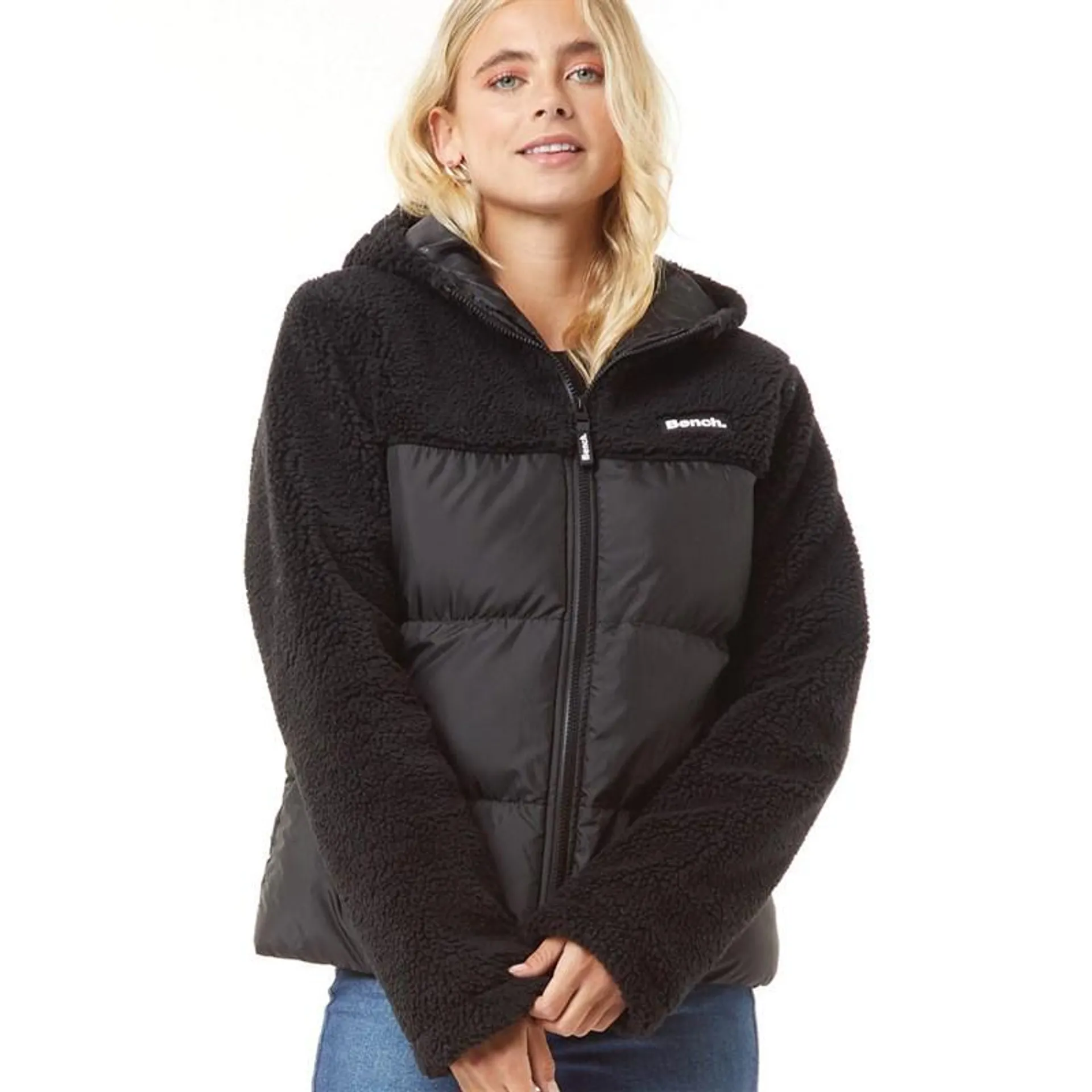 Bench Womens Amberley Sherpa Hooded Jacket Black