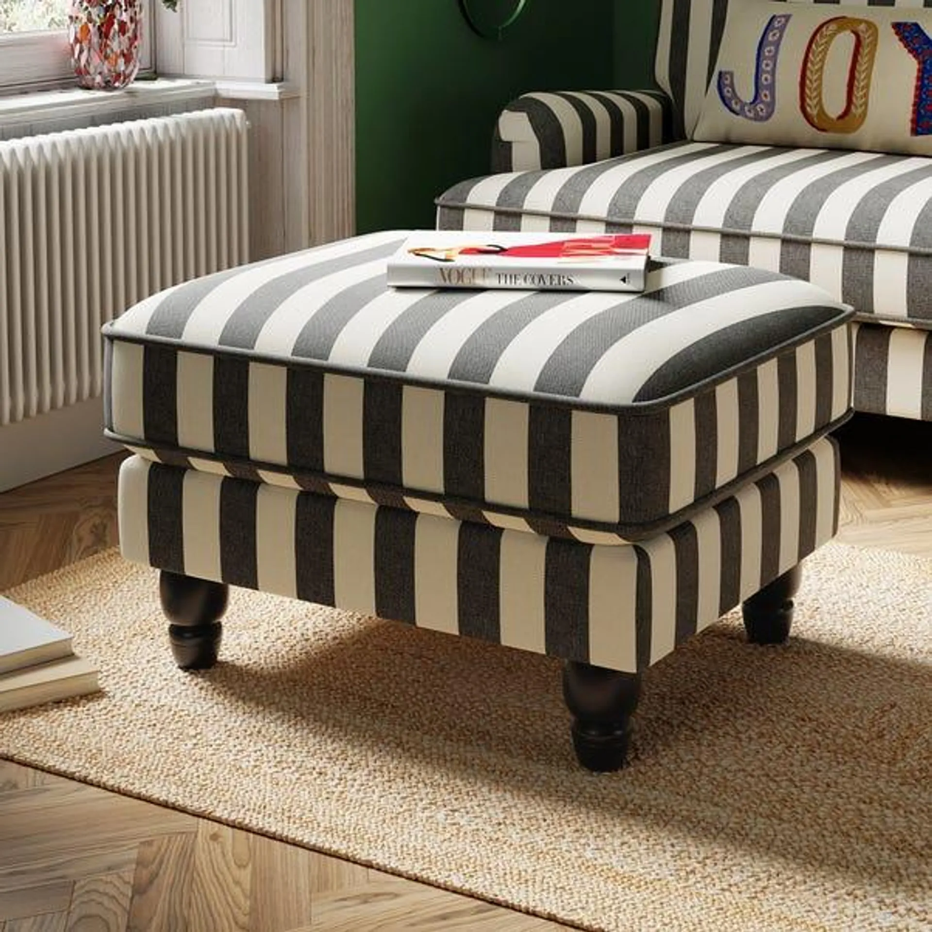 Beatrice Woven Stripe Footstool