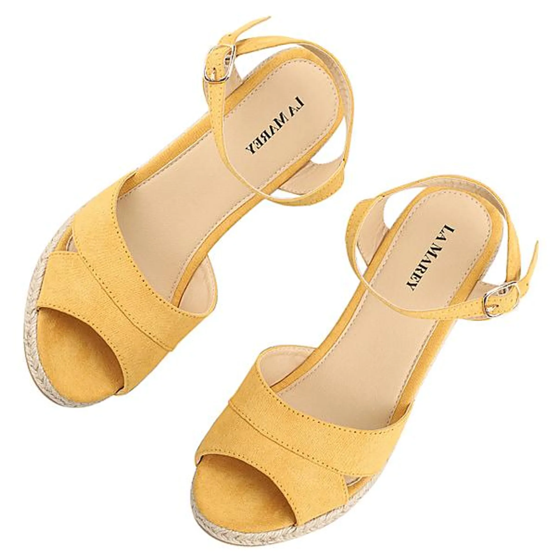 LA MAREY Espadrilles Open-Toe Adjustable High Heels