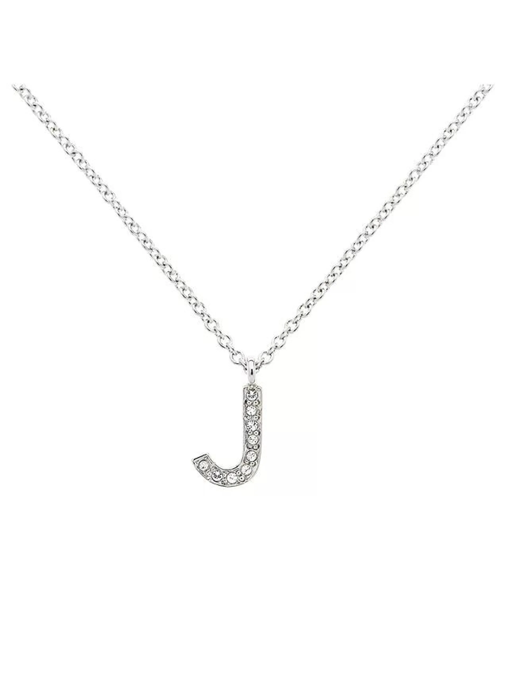 Melissa Odabash Glass Crystal Initial Pendant Necklace, Silver