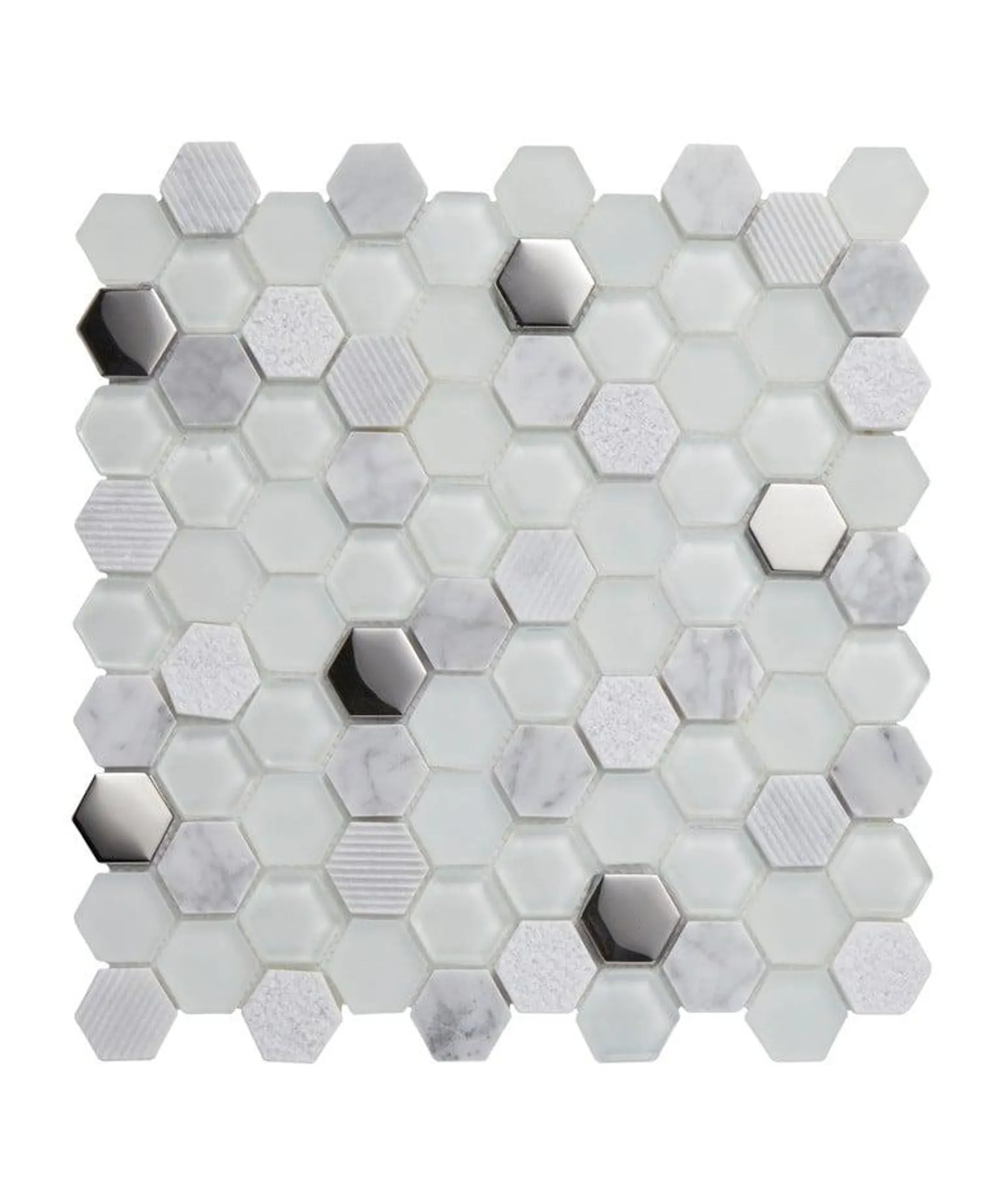 White Heaxagon Mosaic Tile