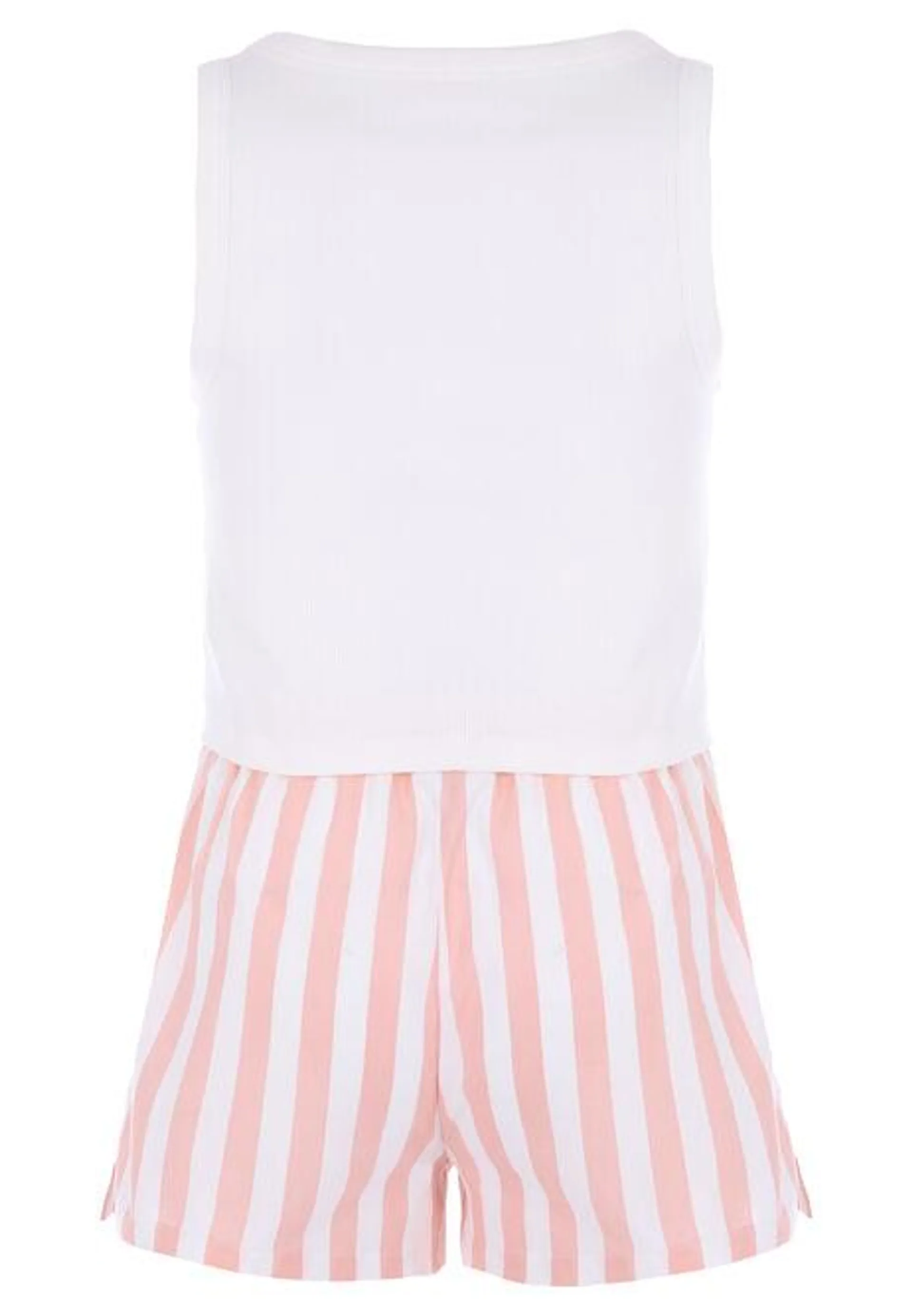 Older Girls Pink Stripe Vest & Shorts PJ Set